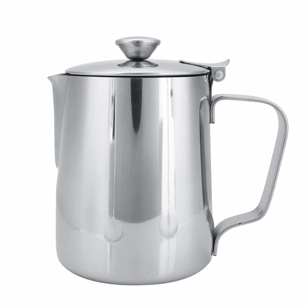 Jarra de Acero Inoxidable para Latte Coffee Art con Tapa y Asa 350mL