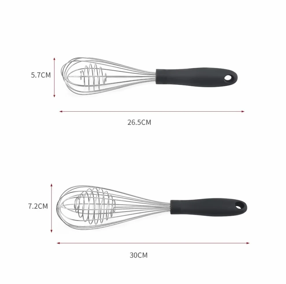 Batidor Varillas Cocina Mango con Batidor De Alambre Enrollado, Mezclador De Cocina Comercial For El Hogar, Herramienta For Hornear Pasteles Barillas Batir Batidor De Huevo(7.2x30cm)