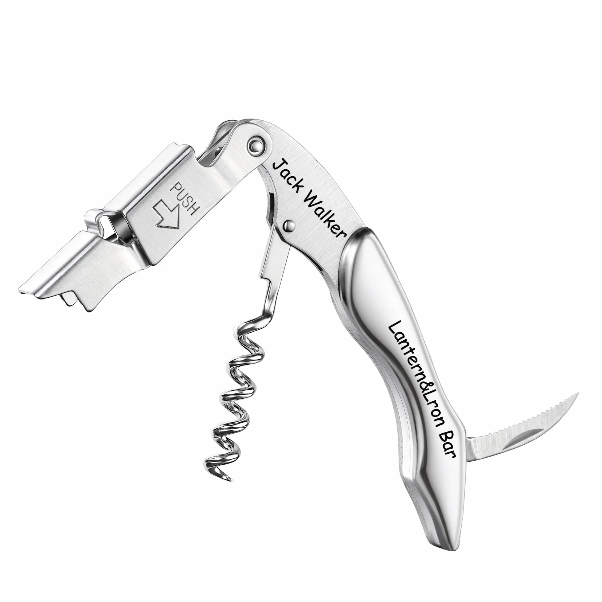 Sacacorchos de Sommelier Acero Inoxidable 3 en 1 Abridor de Vino con Cortaúltimos y Abrebotellas Regalo para Camareros