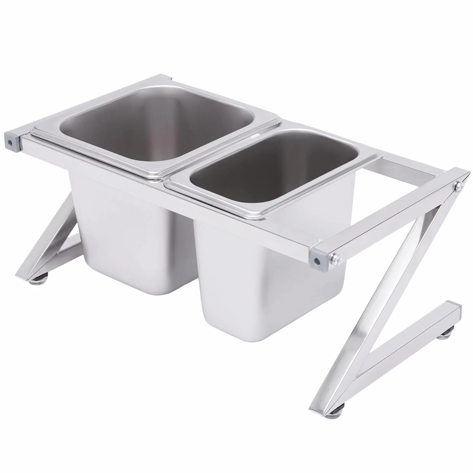 Estante de especias expandible, acero inoxidable con tapa, pies antideslizantes, dispensador de especias de 3 1/9, sartén de 1 1/6, 4 cucharas medidoras para almacenamiento de cocina