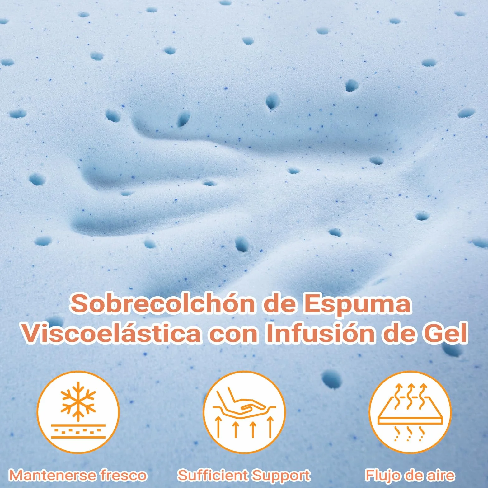 Maxzzz Topper Viscoelastico 135x190x7.5cm Alivia Tensiones Musculares con partícula de Gel, Topper Sobrecolchon Lavable, Topper para Colchón Transpirable,Transpirable y Soporte y Firmeza Media