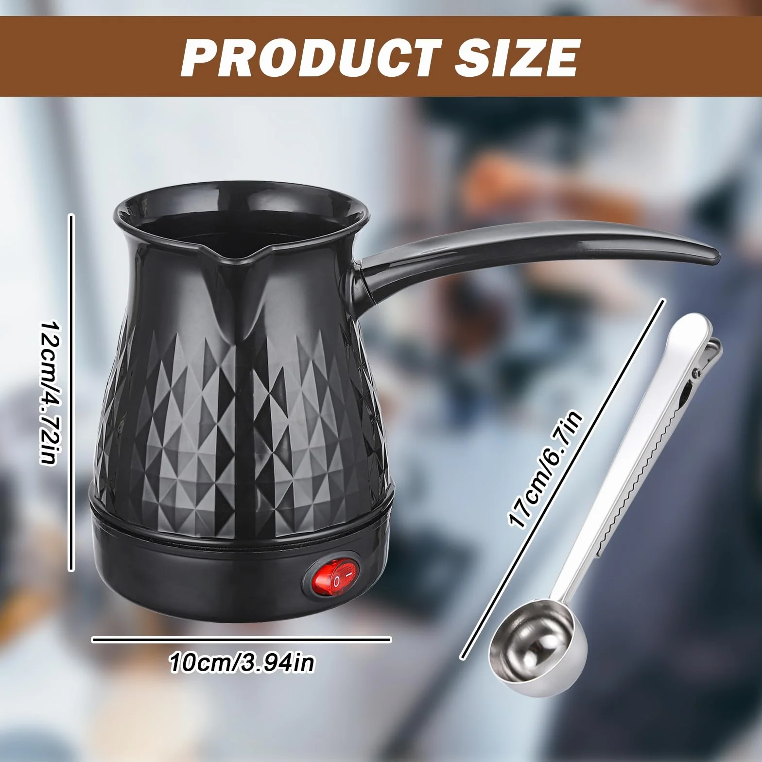 SPORWAY Cafetera Espresso de Inducción - Cafetera Turca con Cuchara Medidora, Moca de 500 ml para Camping, Elegante Negro