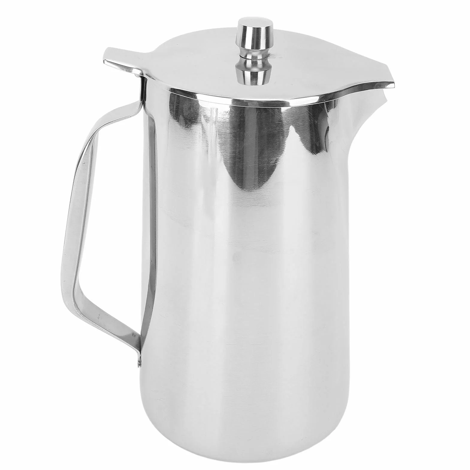 Yosoo Jarra de Agua Fría, Tetera de Acero Inoxidable de 2L con Tapa, Jarra para Espumar Leche, Dispensador de Bebidas para Máquinas de, Arte Latte, 12x24cm