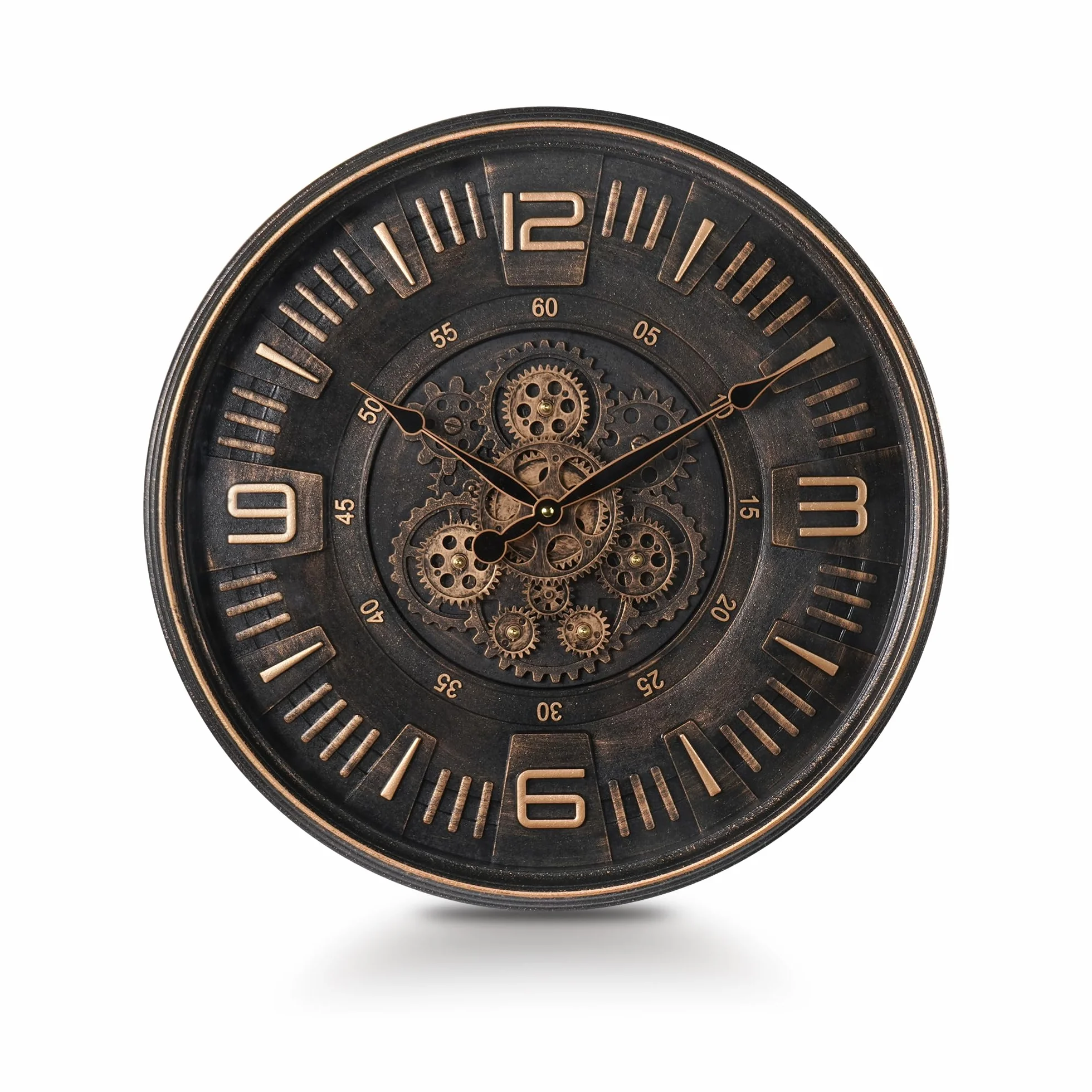 Reloj de Pared Grande con Engranajes en Movimiento, 50 cm Estilo Vintage Industrial Steampunk, Reloj Decorativo para Salón, Oficina, Chimenea o Cocina