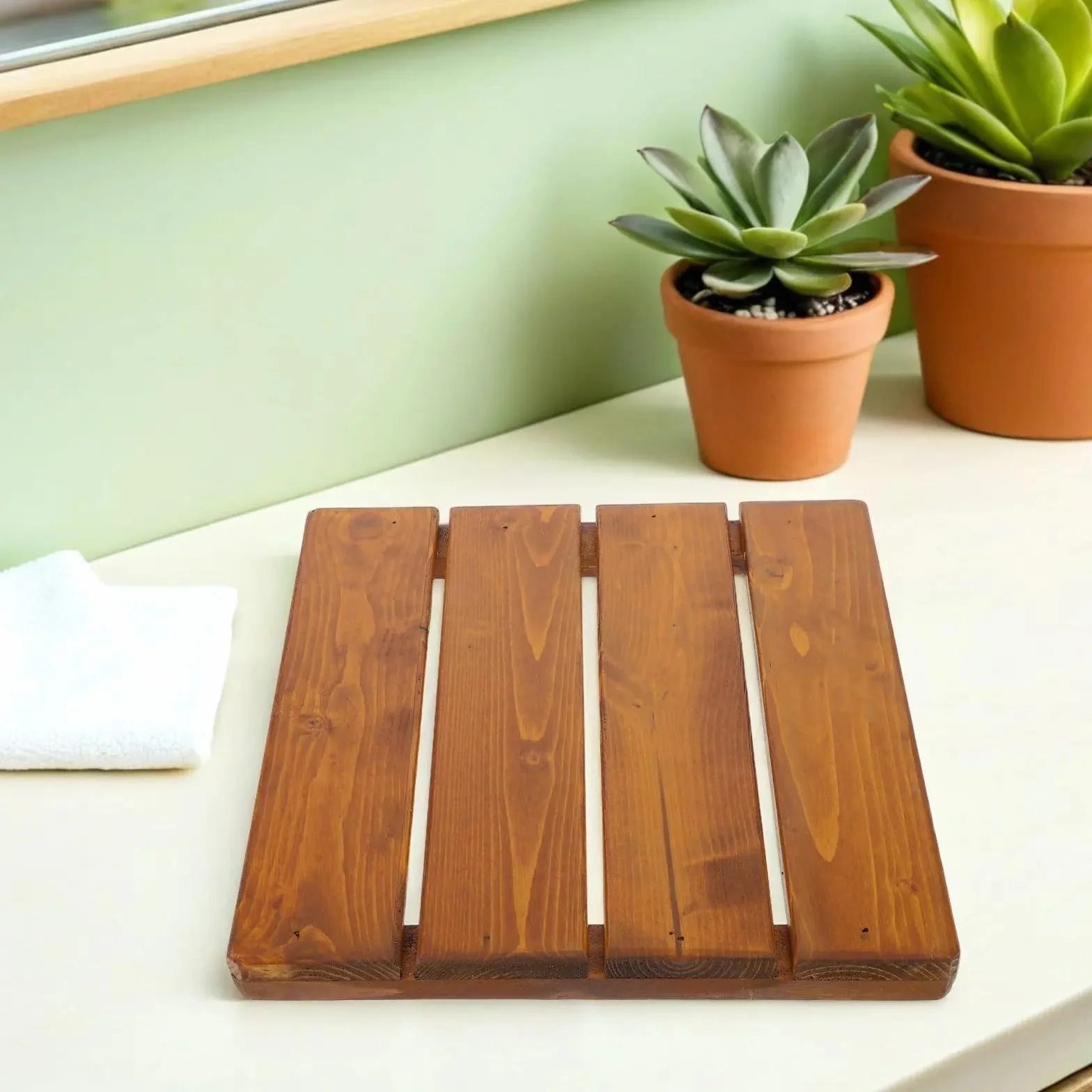 Alfombra de baño de Madera, Alfombra de baño de Drenaje rápido, Suelo de Ducha de Secado rápido for bañera, SPA, hogar