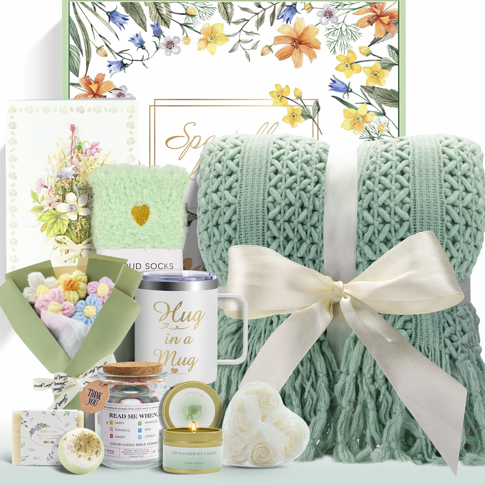 Canastas de regalo para mujeres, 11 piezas de regalos únicos de cumpleaños para mujeres, cestas de regalo de cuidado personal, agradecimiento, recuperarse, regalos inspiradores de amistad para mamá