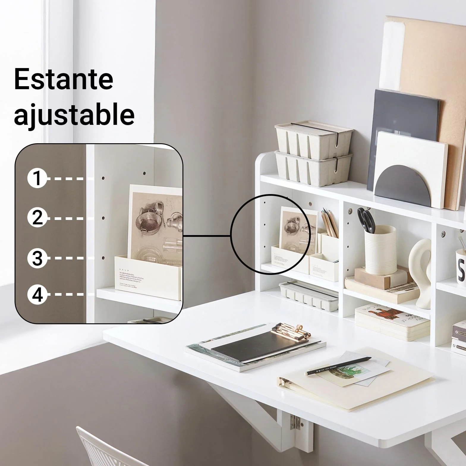 SoBuy Mesa Plegable de Pared con estantería, Mesa de Cocina Plegable Auxiliar, Mesa Comedor Blanca para Cocina pequeña, Mesa de Pared abatible 90x60 cm, 90x78x60 cm FWT07-II-W