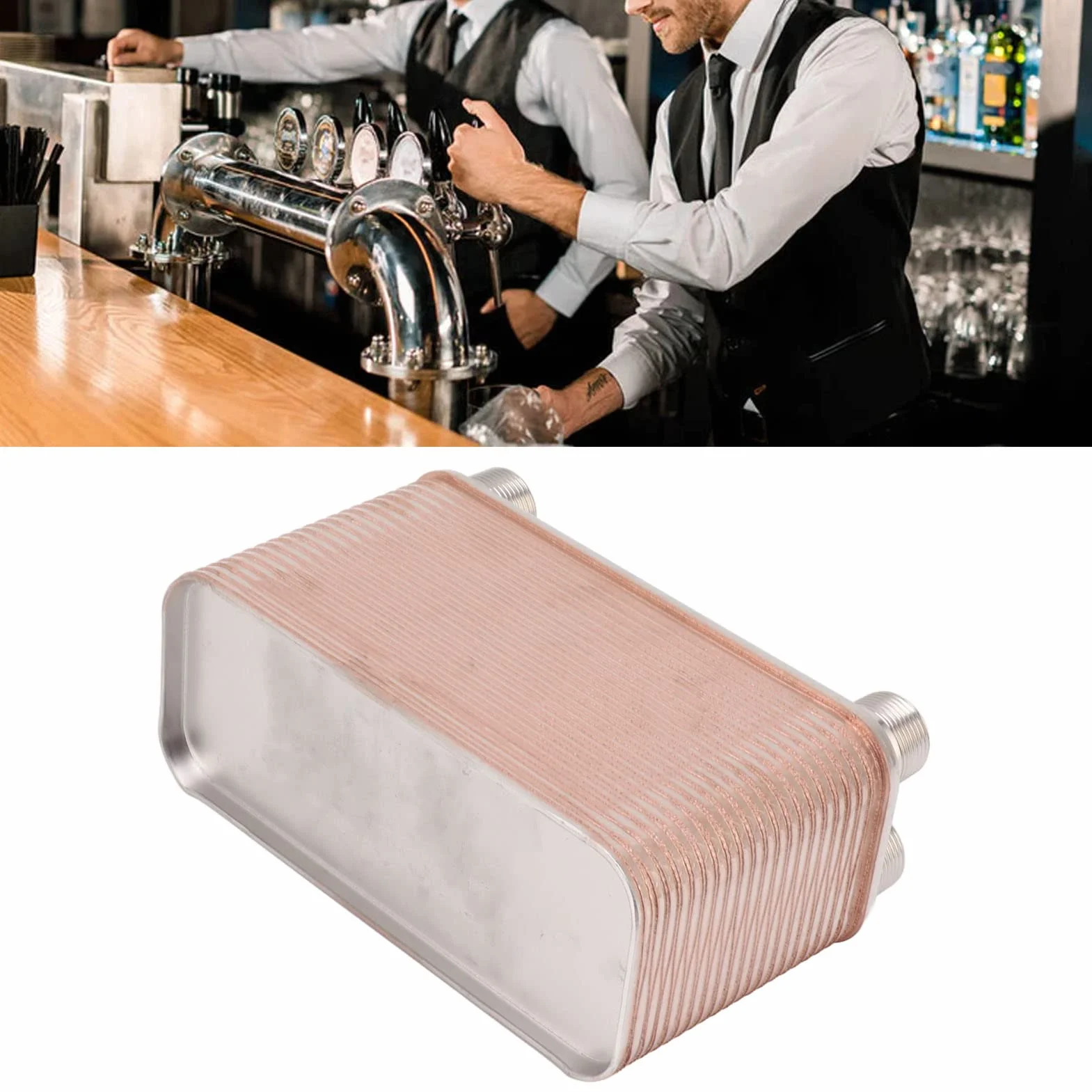 Enfriador de Placas ,Operación Fácil Intercambiador de Calor Fácil de Limpiar Acero Inoxidable Soldado para Elación de Cerveza
