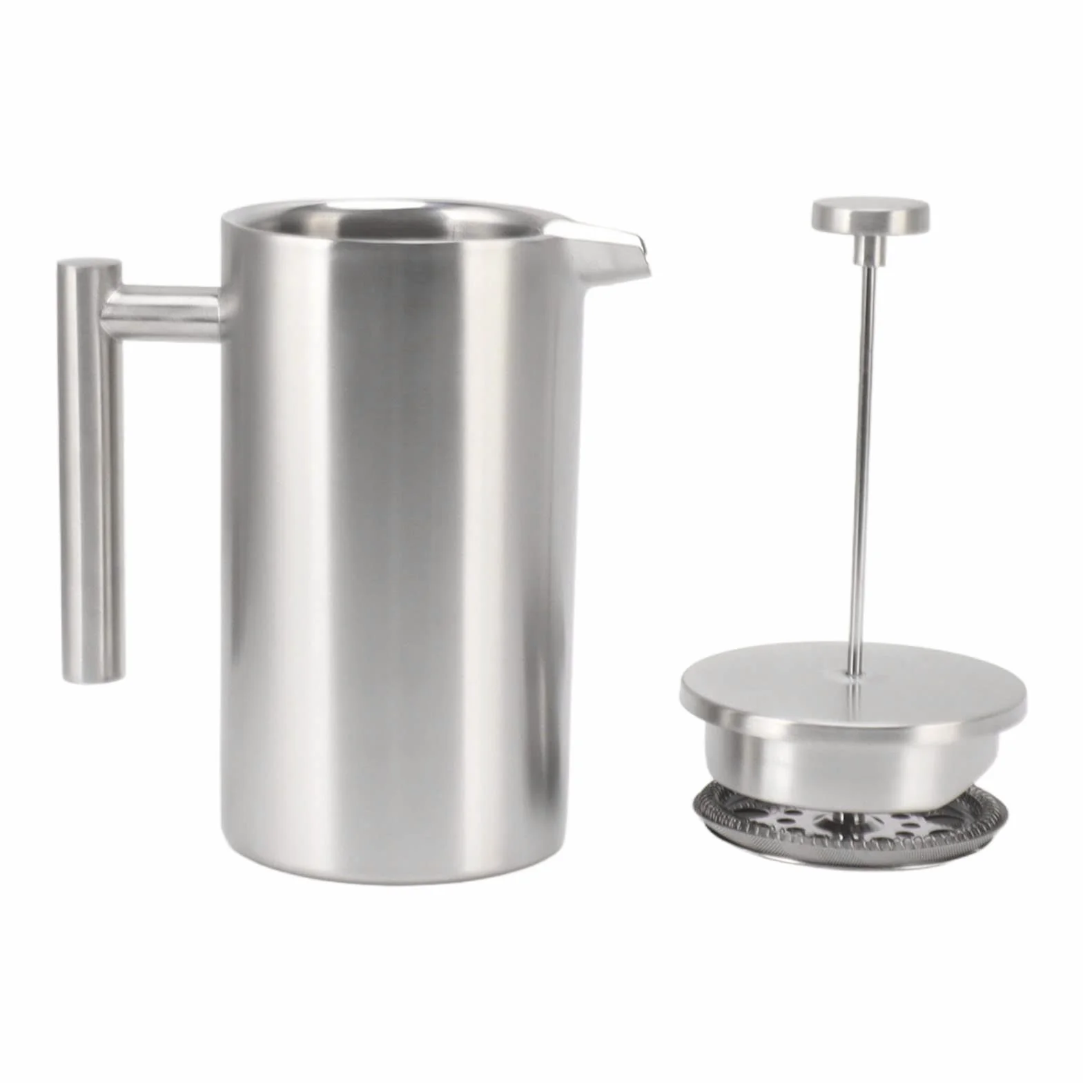 Cafetera De Prensa Francesa,Prensa De Café De Acero Inoxidable De Grado 304,Cafetera De Prensa Francesa Con Filtro,Aislamiento De Doble Pared,A Prueba De Herrumbre,Apto Para Lavavajillas 1L