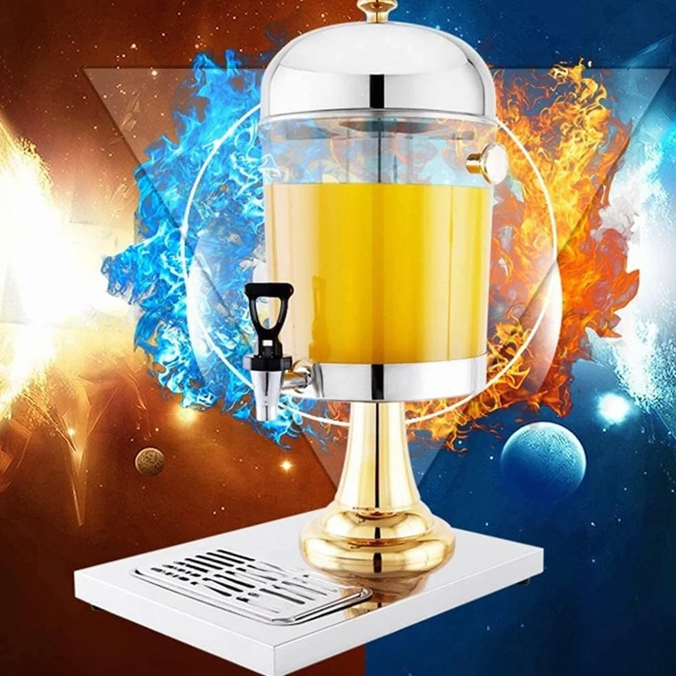 Dispensador de Cerveza, Barril de Cerveza Dispensador de Bebidas Desayuno Buffet Bar Hotel Máquina Expendedora de Bebidas Frías de Acero Inoxidable (Oro 26x35x60cm)