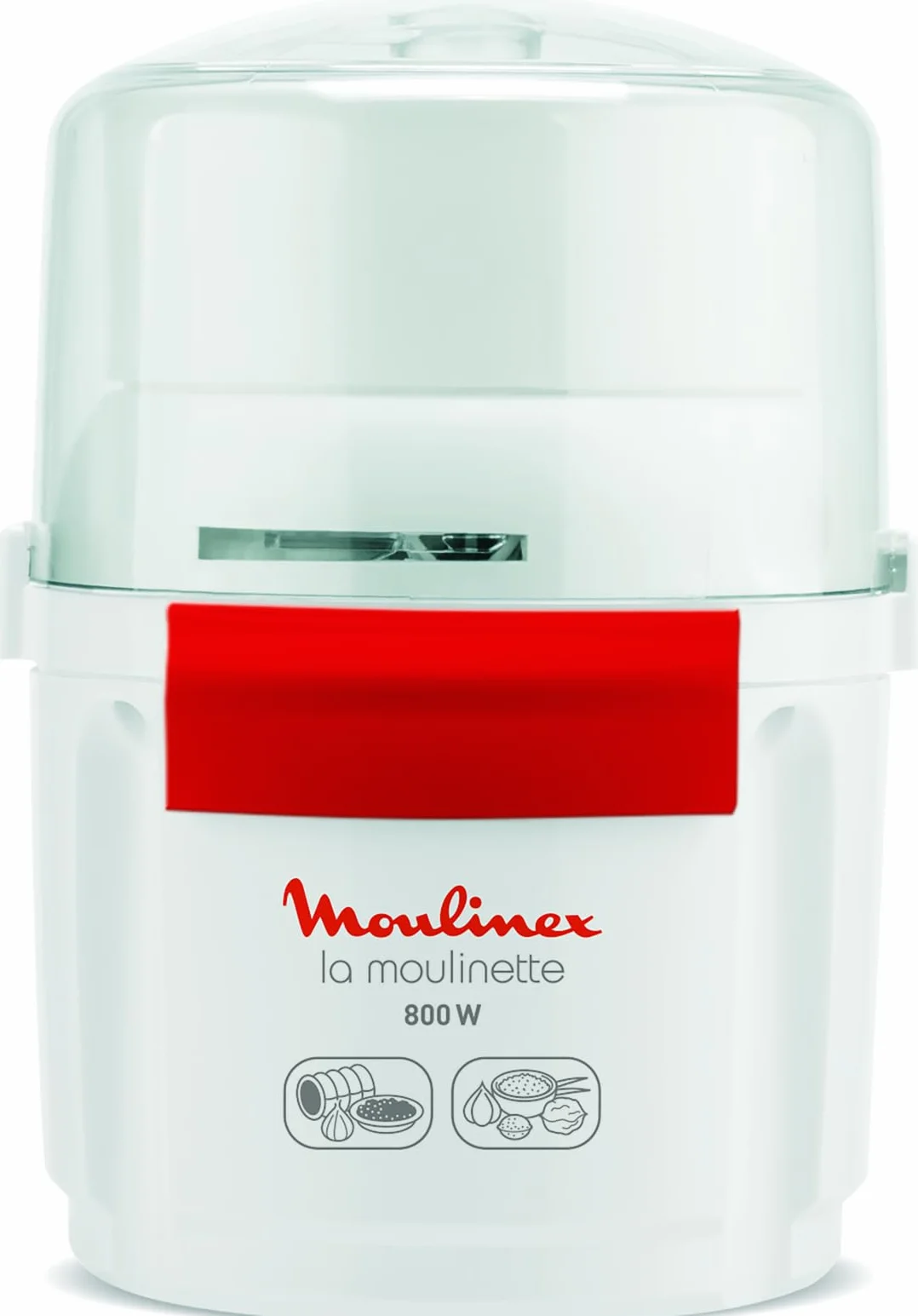Moulinex Picadora la Moulinette, picadora de 800 W, pica carne, verduras, frutos secos, queso, 200 gr capacidad, pica, corta o mezcla, sistema 1-2-3, cuchilla doble acero inoxidable, blanco, AD5601