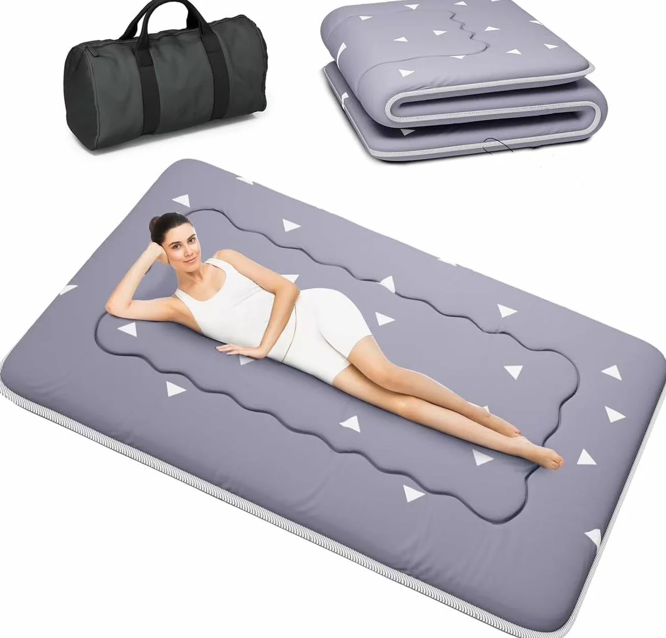 Kiseely Colchones para futones, Colchón futón japonés, Tatami Plegable, portátil, con Bolsa y Correa, para Dormitorio, colchón de Suelo Grueso, colchón Enrollable para Acampar (Gris RC1, 120X200cm)
