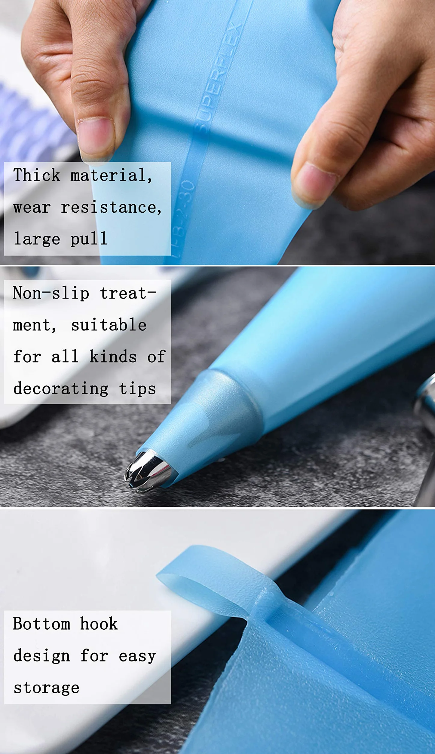 GEMLON Bolsas pasteleras reutilizables de silicona, bolsas grandes para decoración de pasteles, bolsas de glaseado, suministros para hornear, kit de herramientas de decoración de pasteles con 3