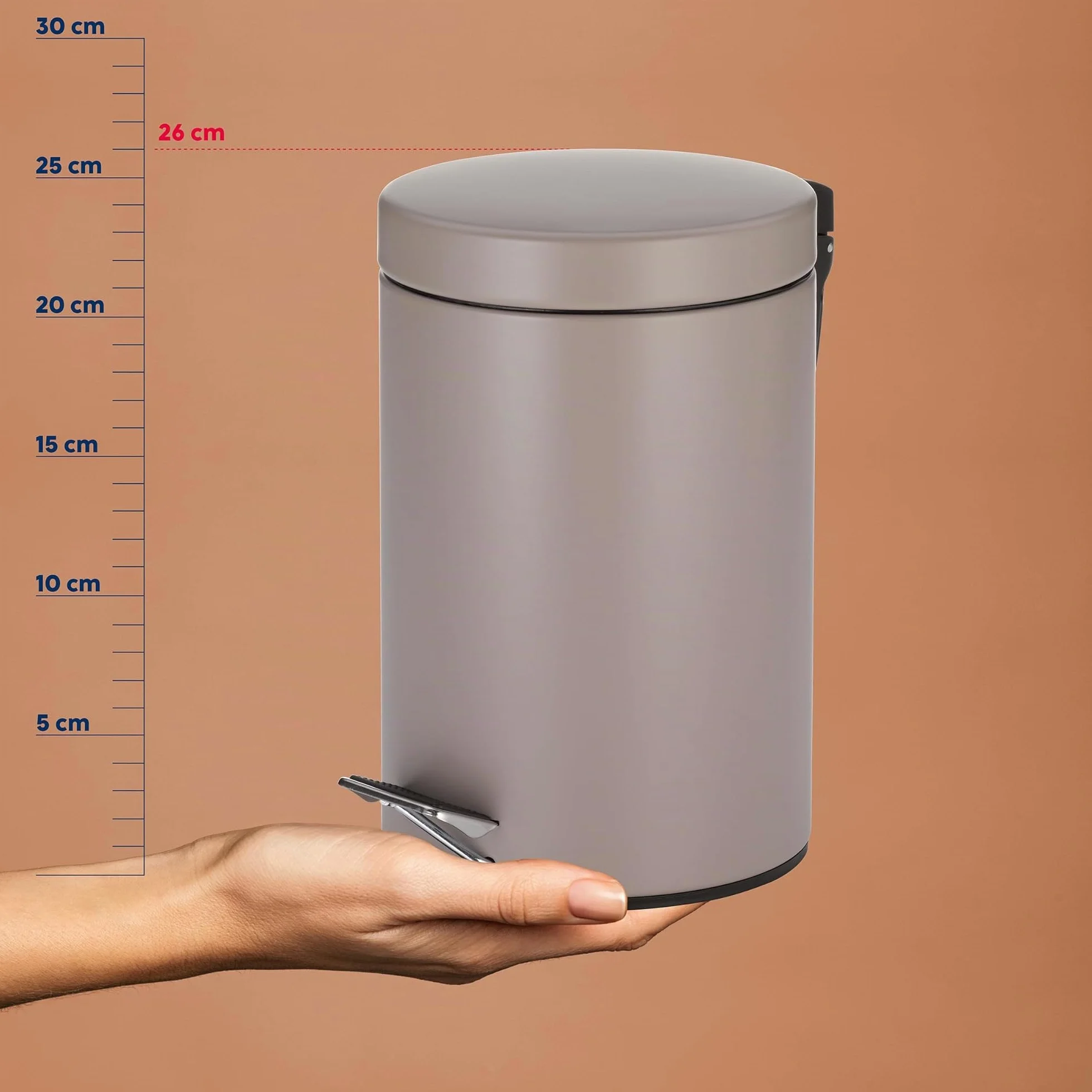 kela Cubo de basura metálico con pedal 3 L marrón cachemira mate MONACO
