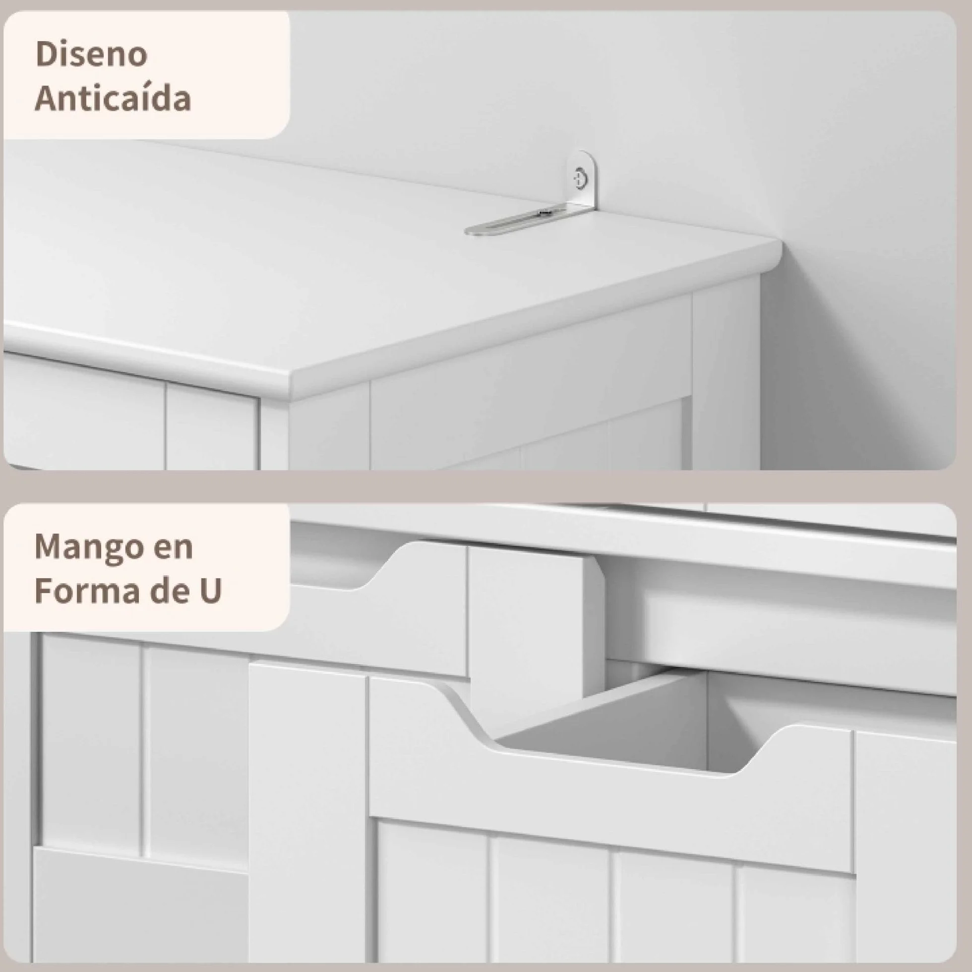 Xbro 170cm Alacena de Cocina, Mueble Despensa con 4 Armarios y 2 Cajones, Armario con Diseño Antivuelco, Alacena de Madera para Cocina, Salón y Comedor (Blanco)