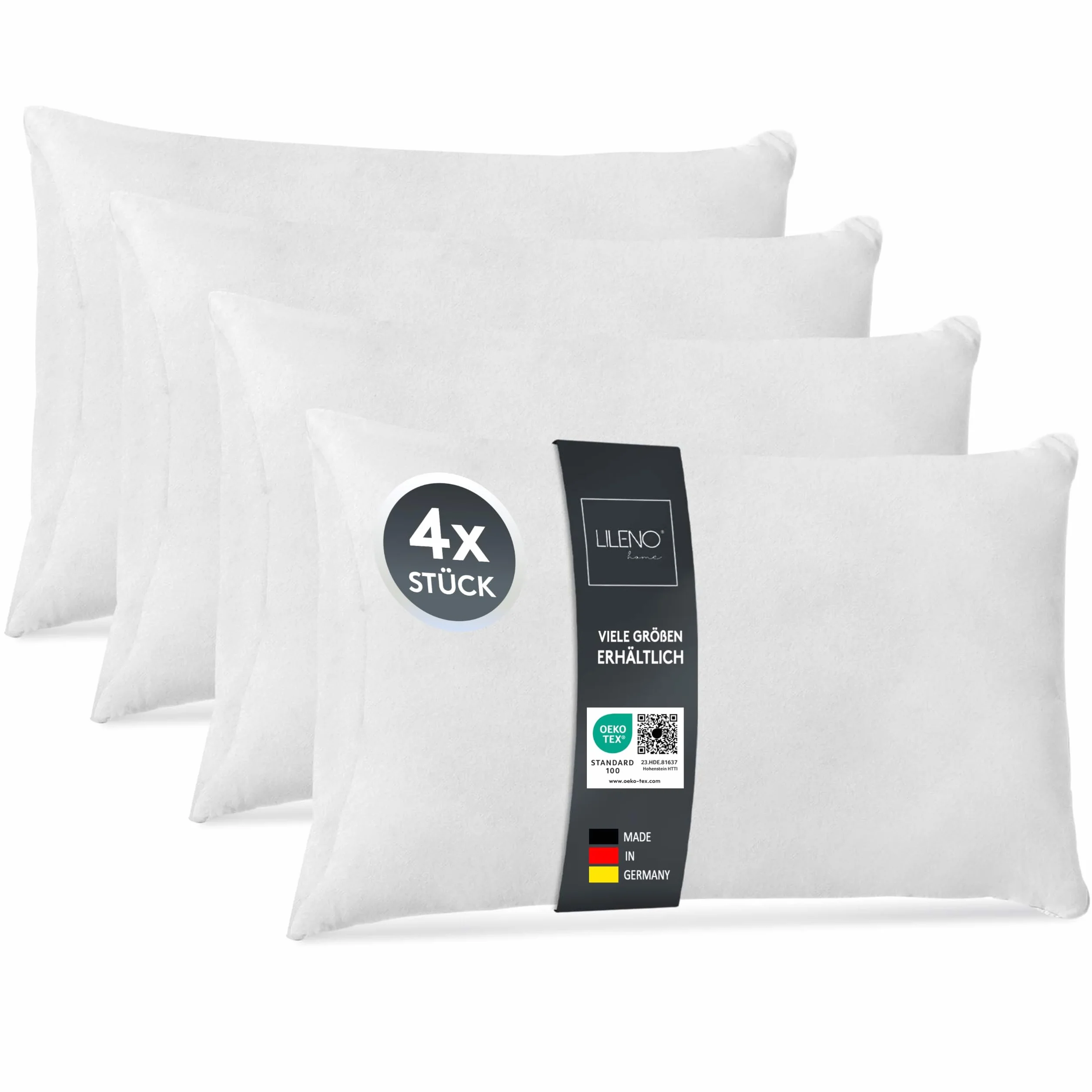 LILENO HOME Lote de 4 Relleno de Cojín de 70x90 cm - Relleno Interior Lavable a 40°C Apto para Personas Alérgicas - cojín de poliéster Inlet cojín de sofá - Cojín para Cóctel y Almohada