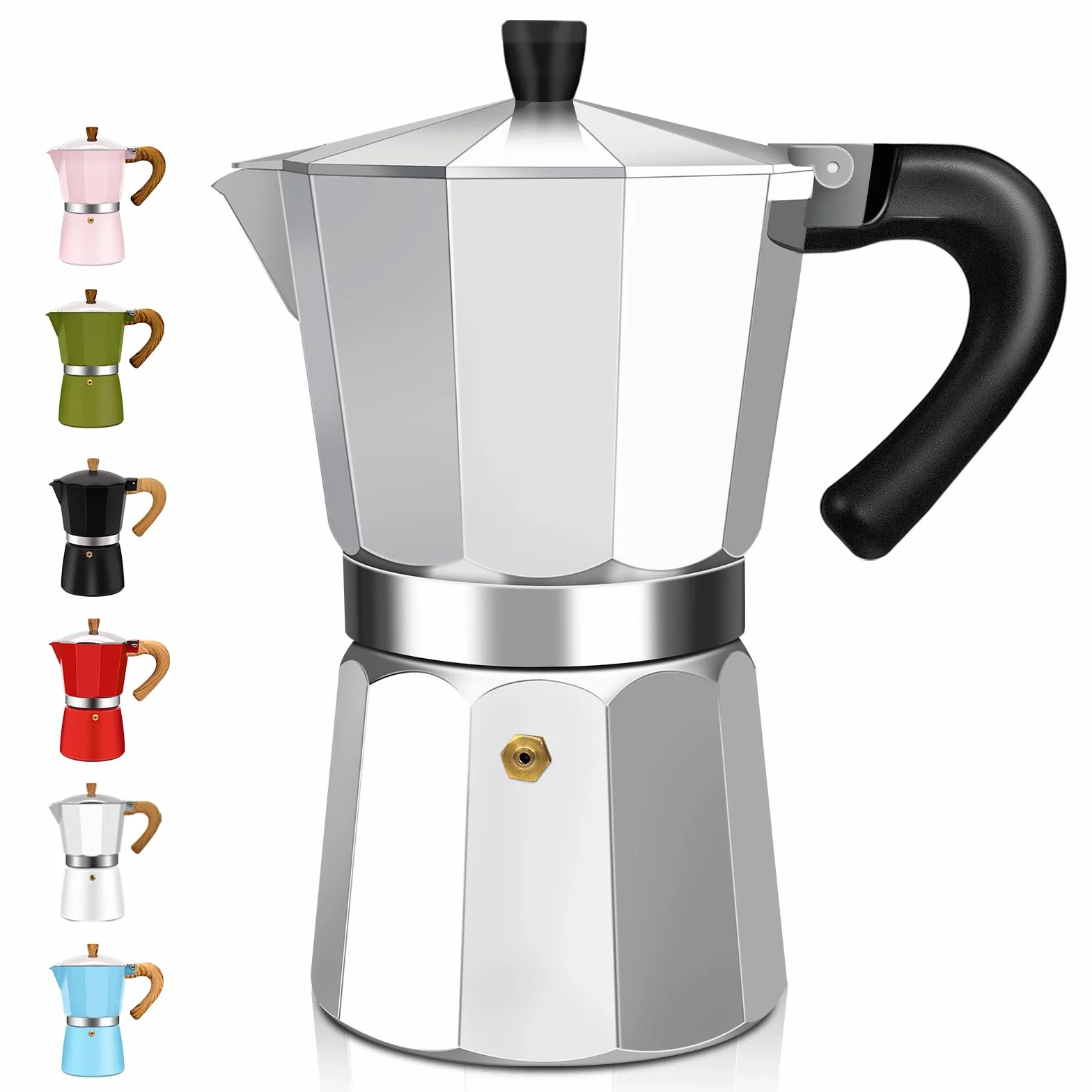 Cafetera Expresso Moka Pot Express de 14 Taza de Aluminio Percoladora Cafetera Moka Clásica Italiana Para Preparar Café Italiano y Cubano Para Casa y Camping 700ml 23oz