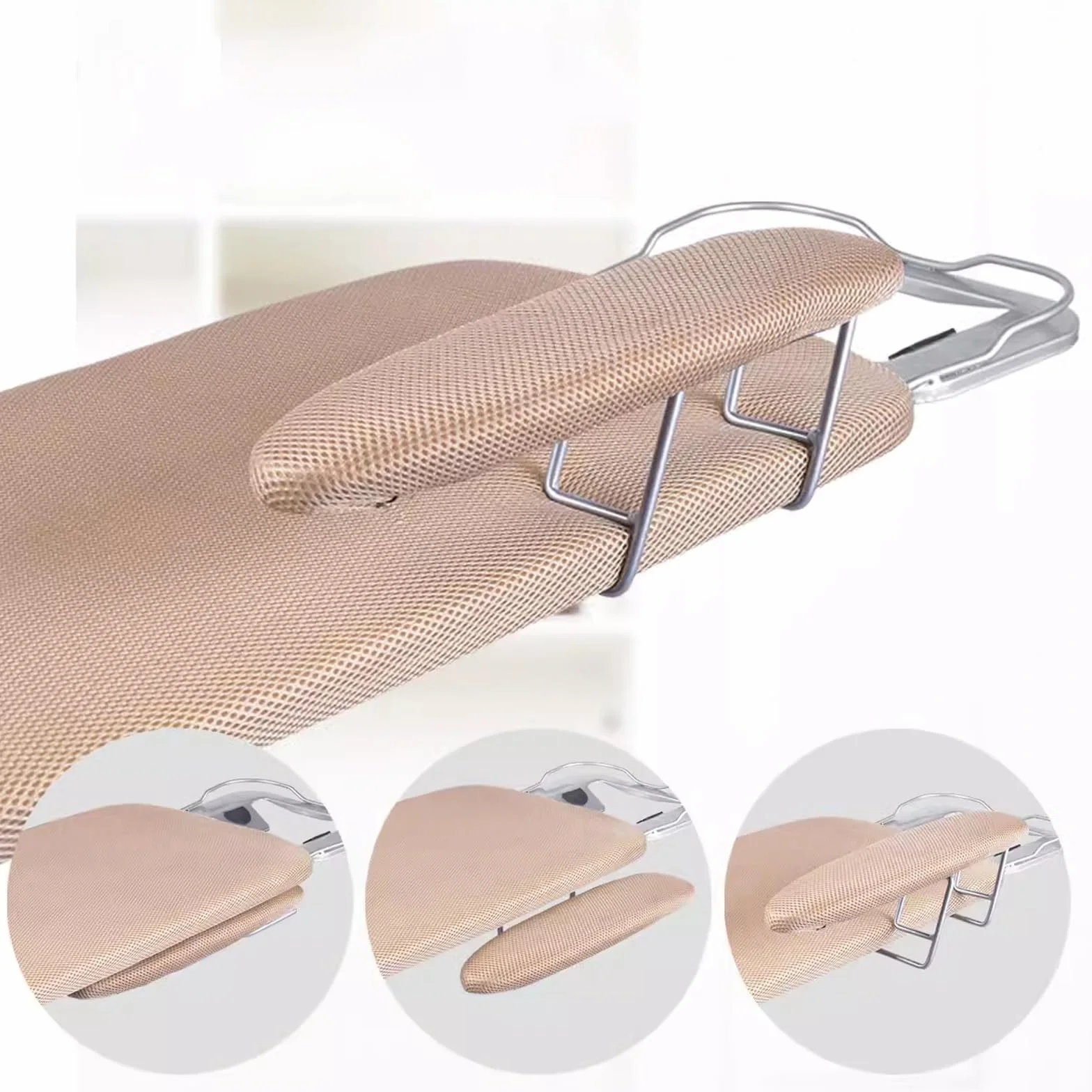 Tabla de Planchar, Altura Regulable, Tablero 92cmx33cm, Malla Metálica, con Soporte para Plancha, No se Desliza y No Araña, Patas Antideslizantes, Plegable