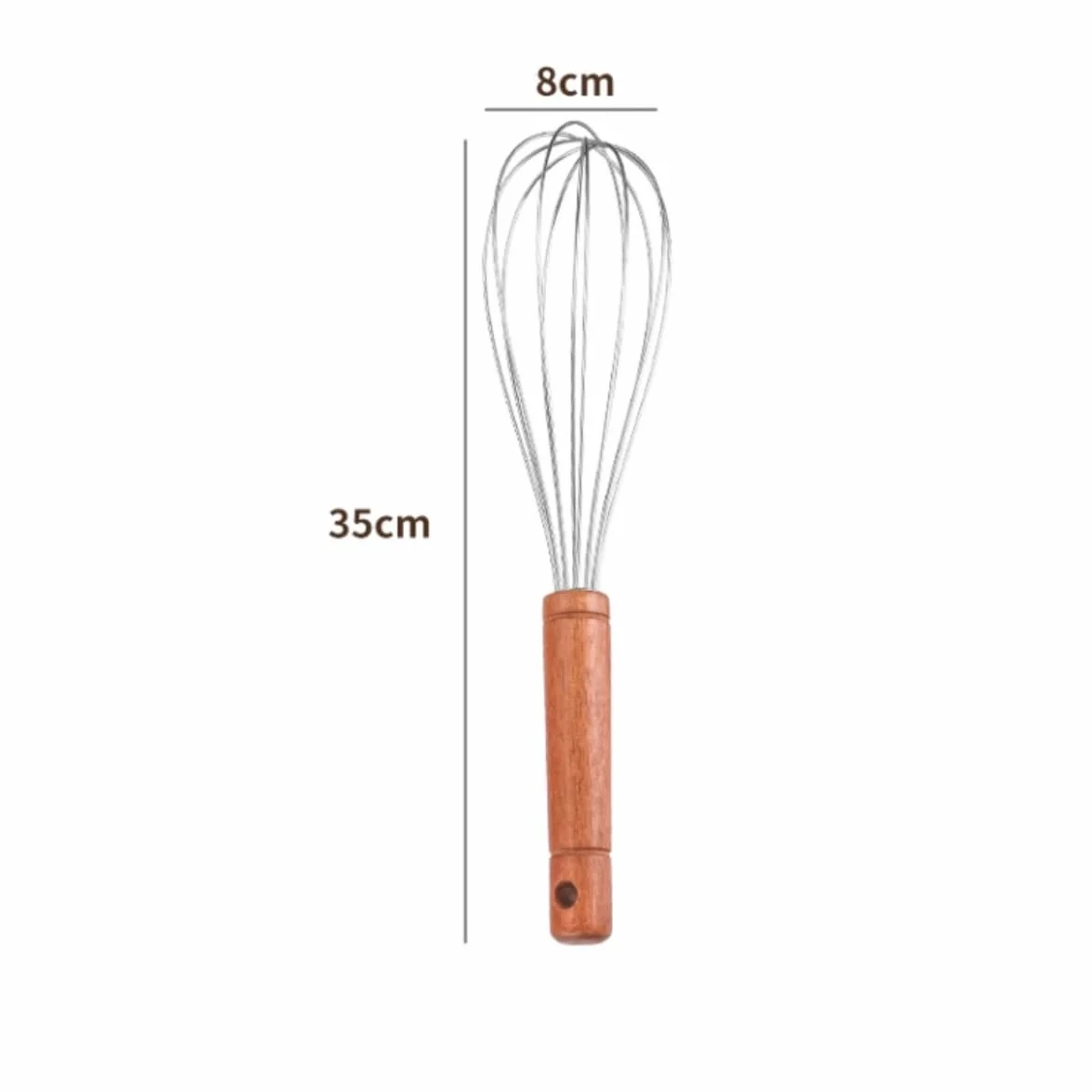 Batidor Huevos Batidor De Huevos Acero Inoxidable, Mango Madera Maciza, Crema Batida Manual, Artefacto For Hornear, Cocina Casera, Batidora Utensilios Cocina(35x8cm)