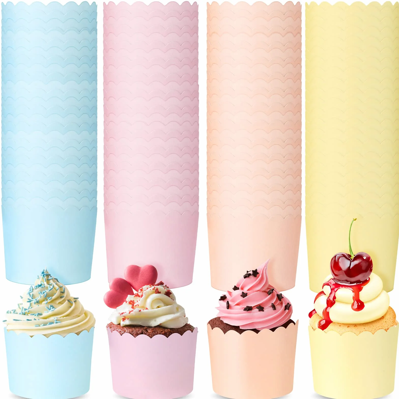 Tanlade 100 moldes para hornear magdalenas para magdalenas, 155.9 g, multicolor, para postres, baby showers, fiestas de cumpleaños, celebraciones (color pastel)