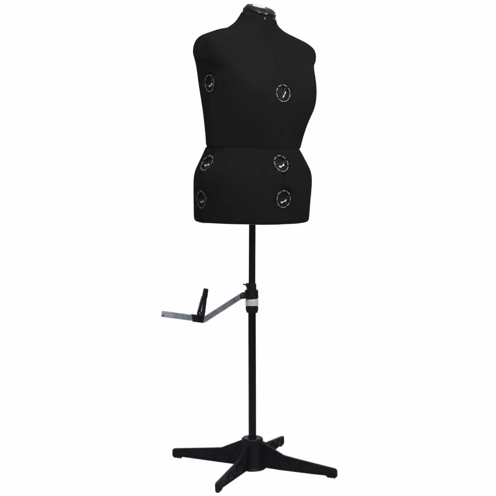 vidaXL Maniquí de Sastre Ajustable Mujer Diseñadores de Moda Tiendas de Ropa Abrigos Vestidos Chaquetas Costurero Negro Talla L 44-50