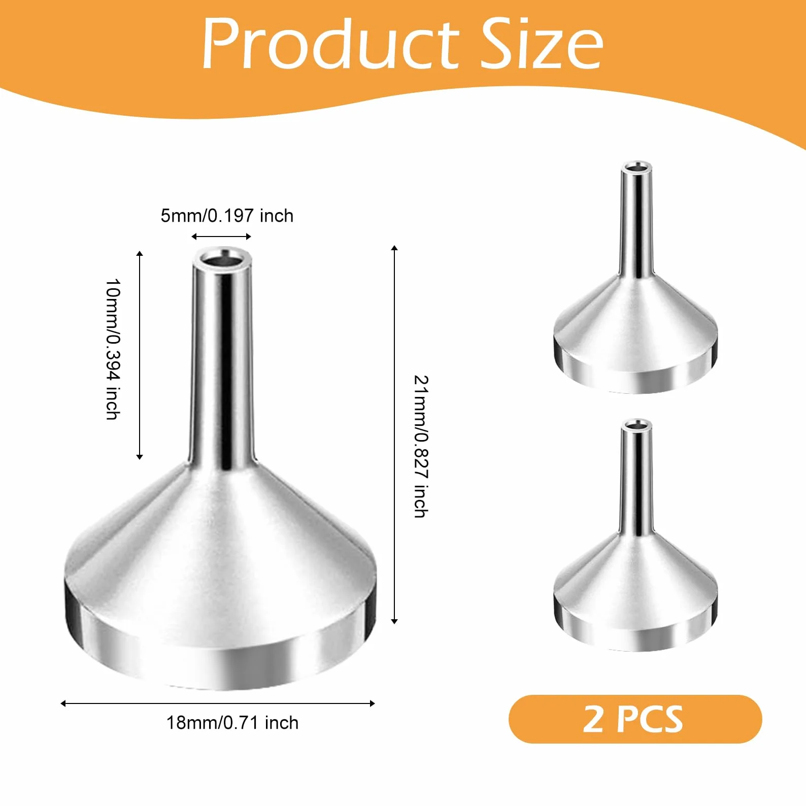 Embudo Pequeño de Acero Inoxidable Mini Embudo Metálico para Cocina Rellenar Atomizadores Botellas Cosméticos Líquidos 18mm 2 Piezas
