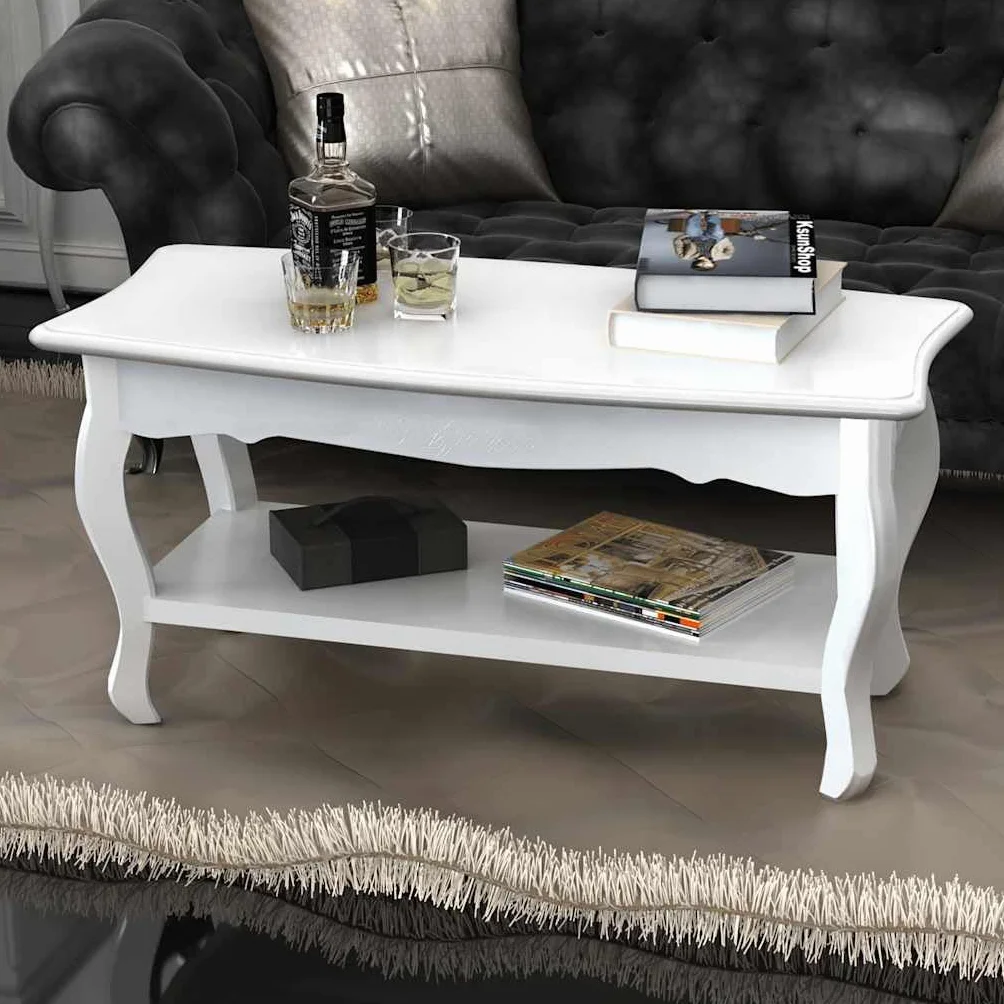 Genérico Mesa de Centro de 2 Niveles de MDF Blanca,Mobiliario,Mesas,Mesas Decorativas,Mesas de Centro,60629