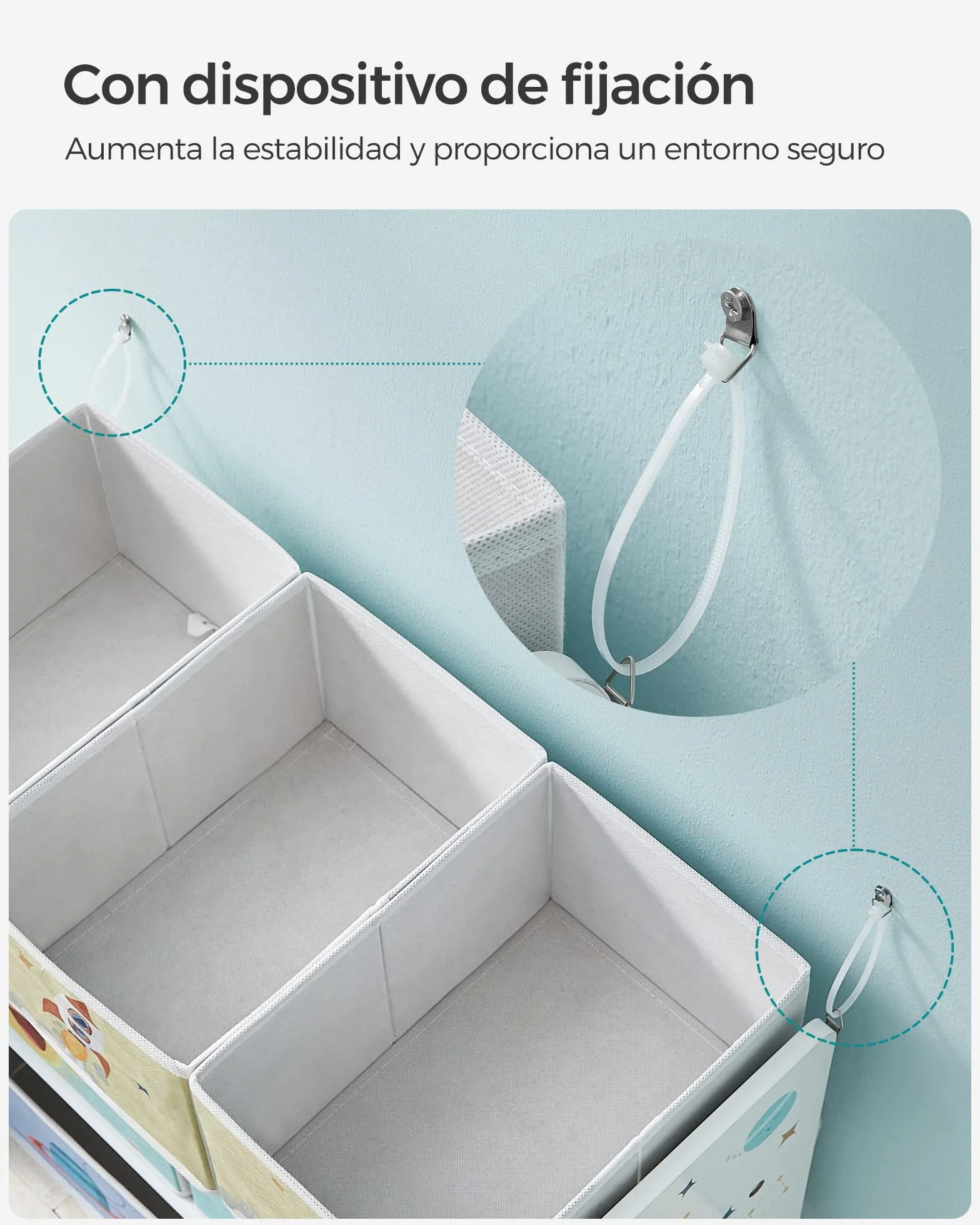 SONGMICS Estantería Infantil con 7 Cajas de Almacenamiento de Tela no Tejida, Organizador de Juguetes, 29.5 x 62.5 x 60 cm, Blanco