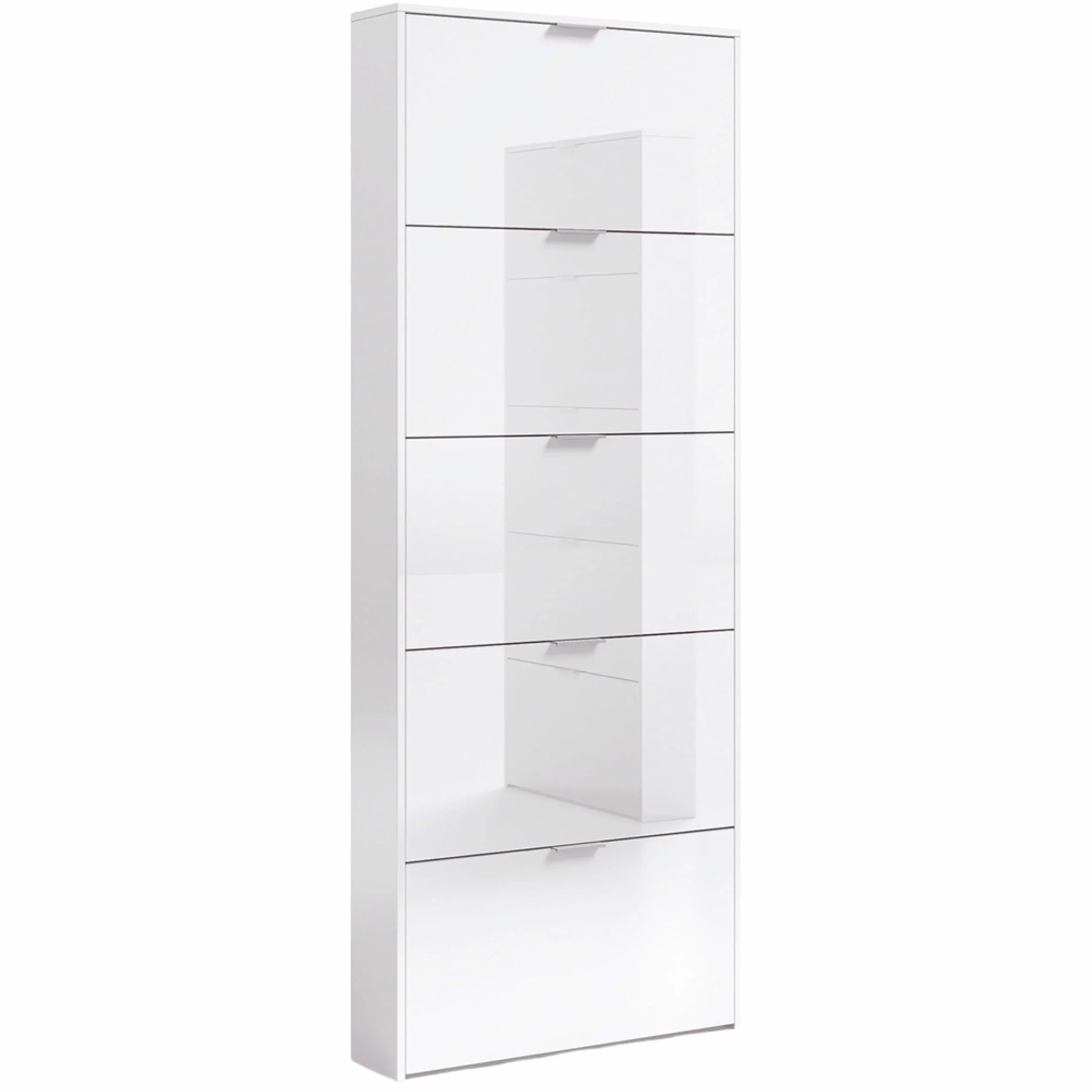 Habitdesign – Zapatero 5 Puertas, Color Blanco Brillo, Mueble Zapatero Alto 15 Pares, 180x70x17 cm – Modelo Shoe Cabinet