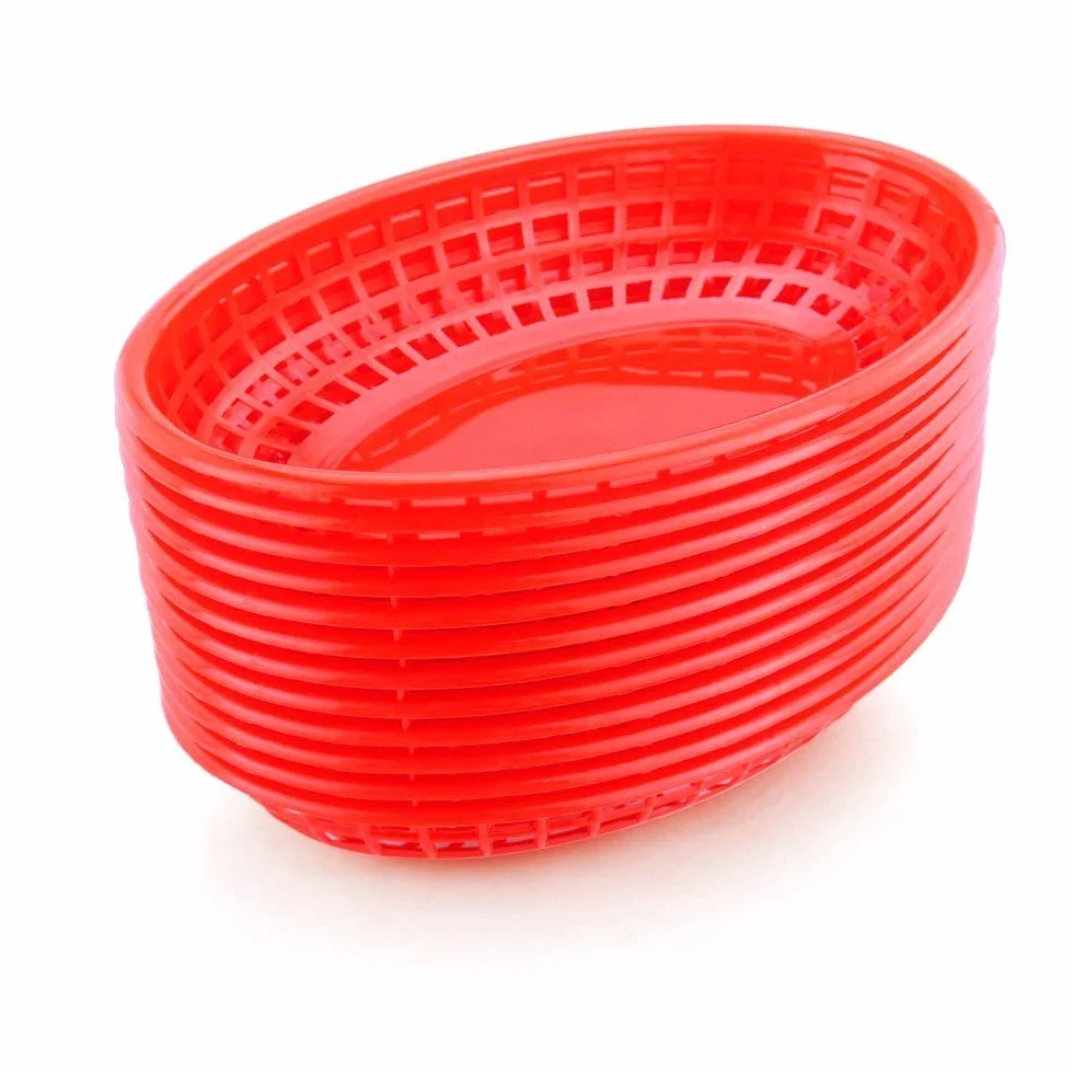 New Star 44164 Fast Food Baskets, 9.25 by 6-Inch, Red, Set of 12