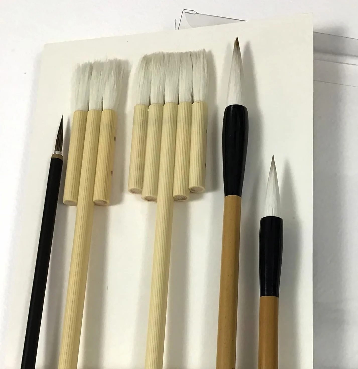 Michael Solovyev Signature - Juego de pinceles de acuarela hechos a mano, para cabello natural, plano, caligrafía y delineador, asas de madera, juego individual (5 piezas)