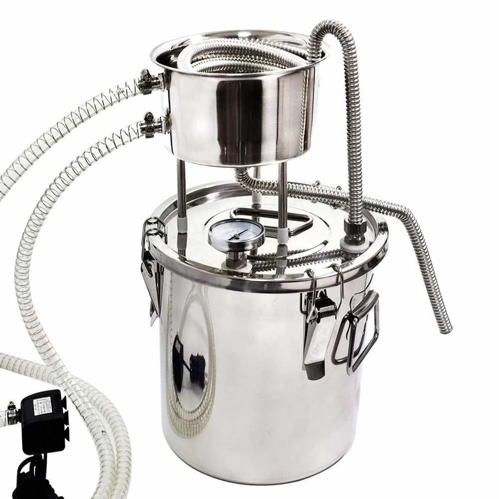 Kit de destilador de alcohol de 20 L Moonshine Still Home de acero inoxidable 304 para hacer vino con bomba