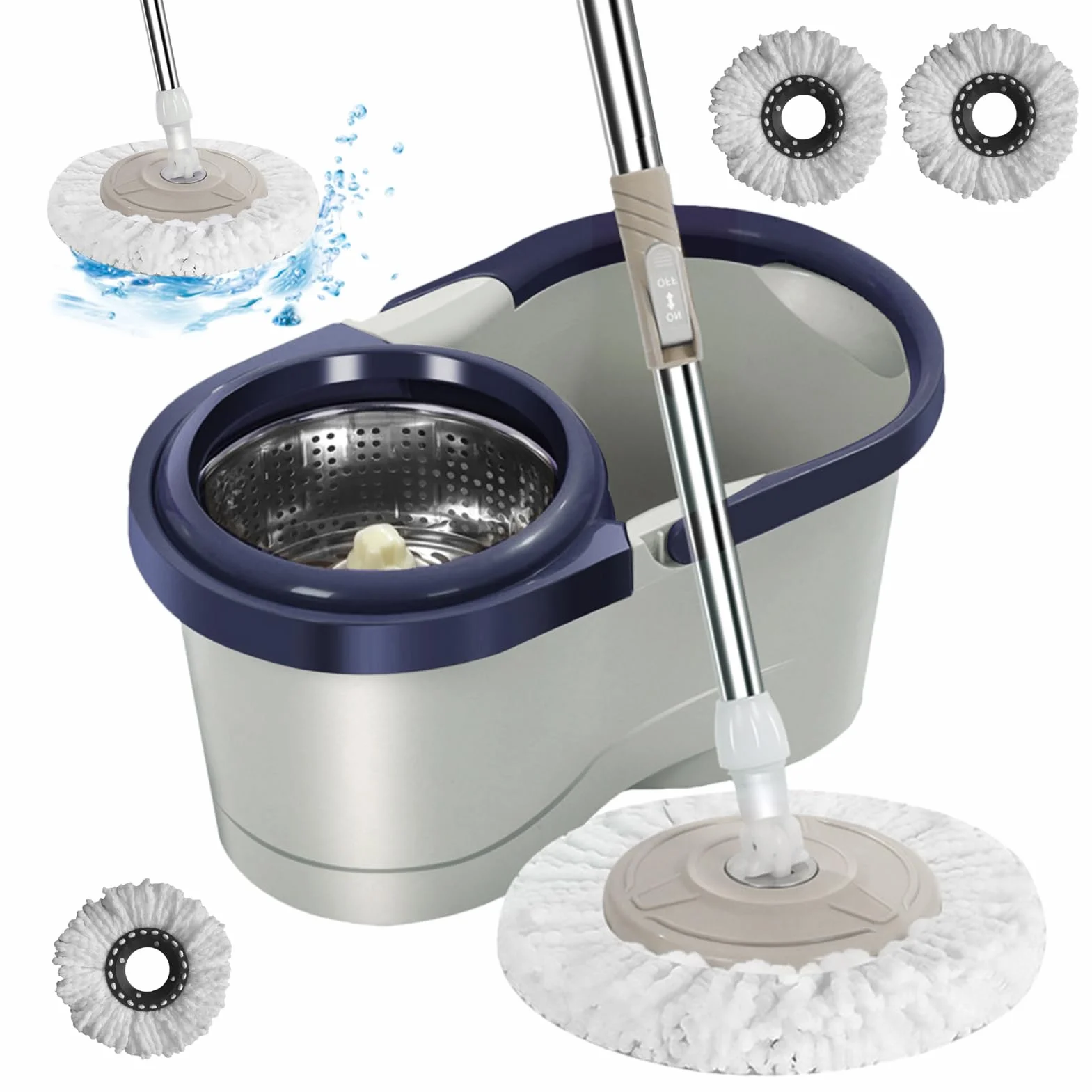 MOP Limpieza De Suelos - Cubo | Escurridor De Coche | Juego de MOP | Rotatorio Para Fácil Limpieza | Manos Libres Hogar Fregona Con Cubo | Herramienta De Limpieza De Ahorro De Trabajo Para