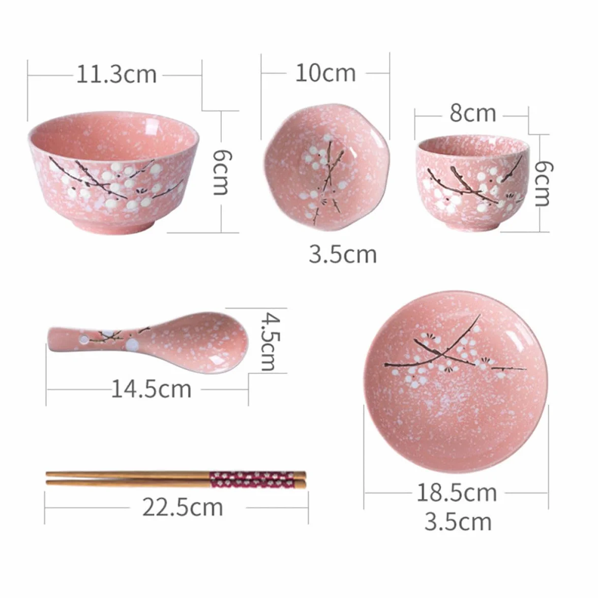 Juego de Vajilla y 12 Piezas Rosa de Cerámica Estilo Japonés Diseño Delicado para Servir y Disfrutar para Cena en Casa