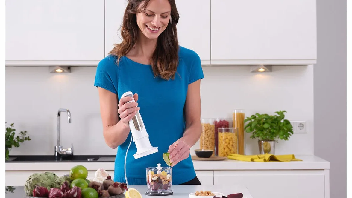 Braun MultiQuick 7 MQ 7020 WH Batidora de Mano 1000W, Pie Extraíble Acero Inoxidable, Tecnología PowerBell VPlus, Juego 2 Accesorios, Blanco