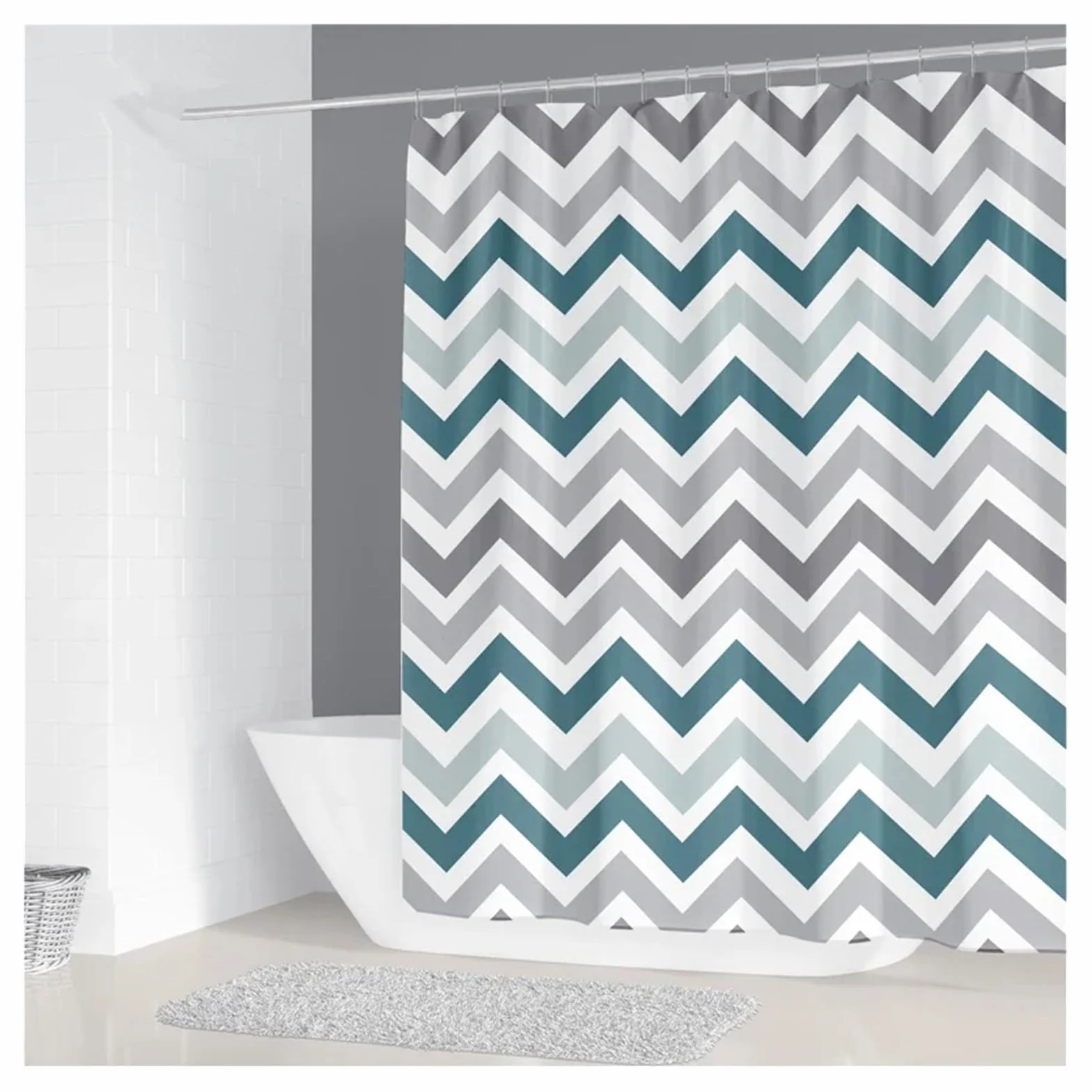 Cortina de ducha impermeable de 200 x 180 cm, diseño geométrico simple, poliéster, decoración del hogar, con 12 ganchos, cortinas de ducha para baño (color 11, 150 x 180 cm)
