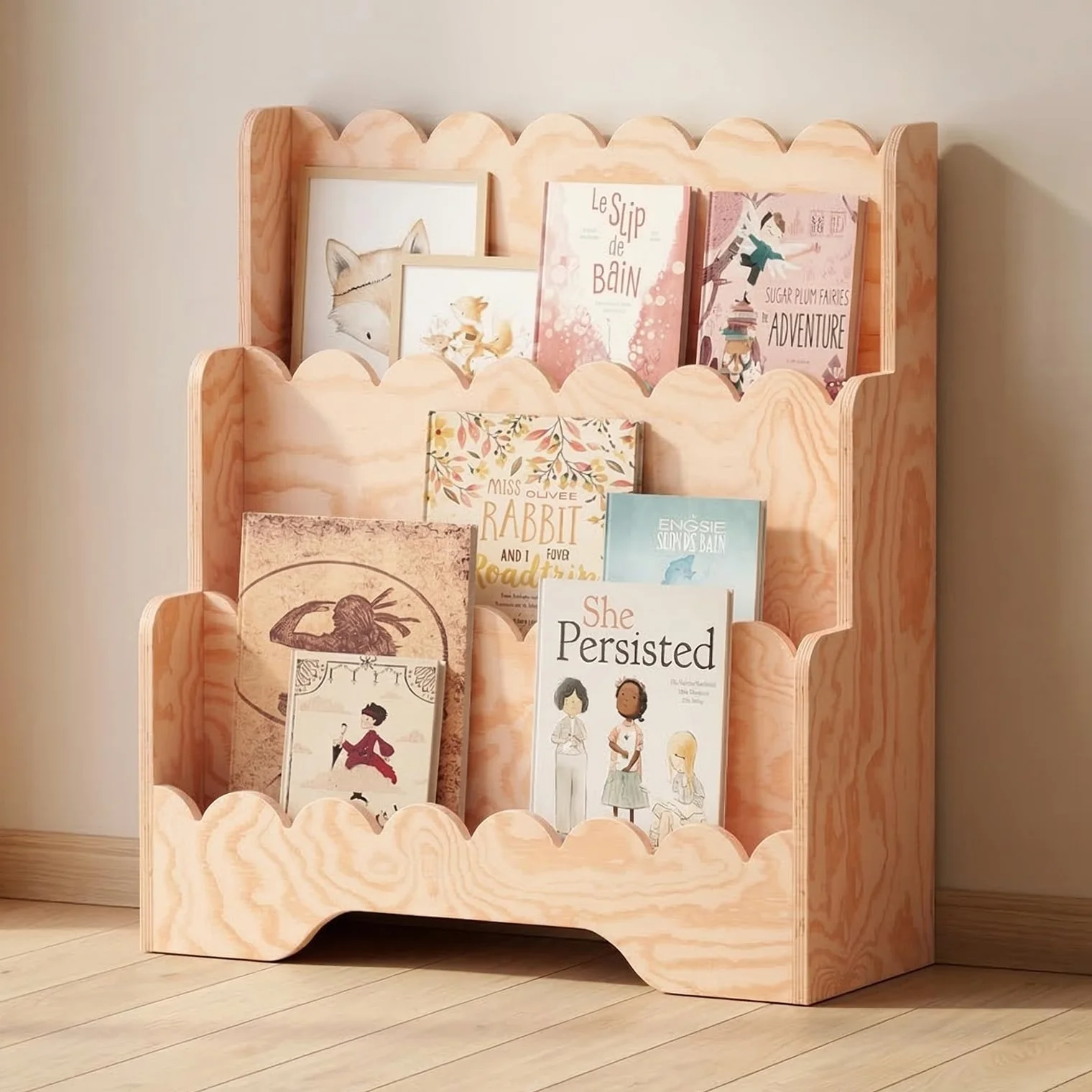 smartwood Libreria Infantil - Estanteria Montessori para Habitación Infantil con 3 Compartimentos de Pino Certificado FSC para Libros y Juguetes 64x31,5x71 cm - Estable y Montaje Fácil - Lulu