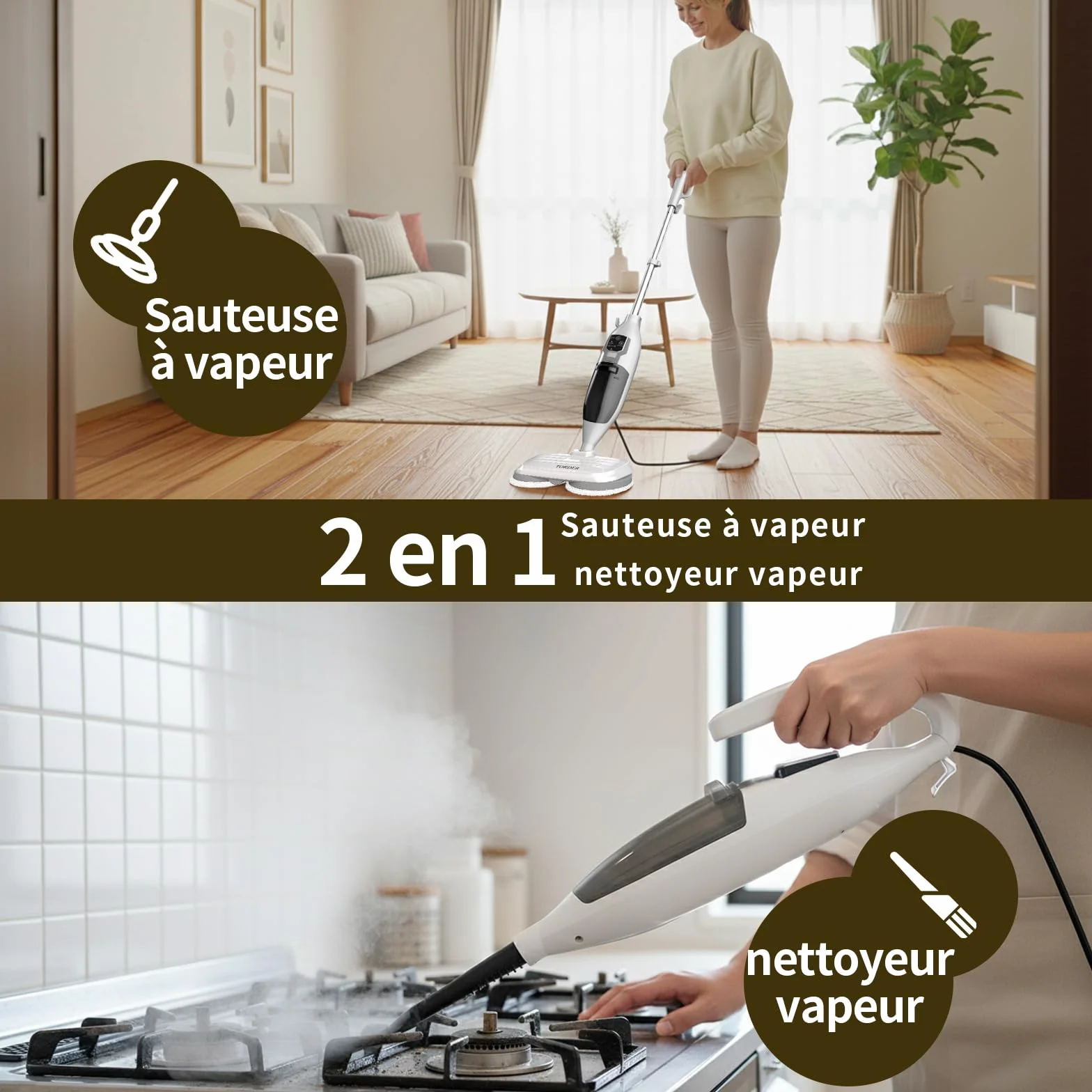 Escoba de Vapor,Escoba de Vapor para Suelos Duros, Limpieza Profunda, Limpiador de Vapor portátil multifunción, 13 Accesorios para Suelos de Madera, Laminado, Vinilo, baldosas
