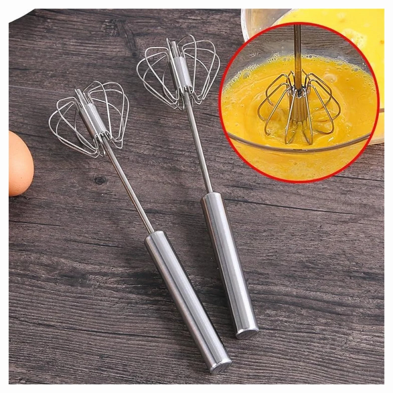 Batidora manual de huevos acero inoxidable for batir y mezclar crema sin esfuerzo(12inch)