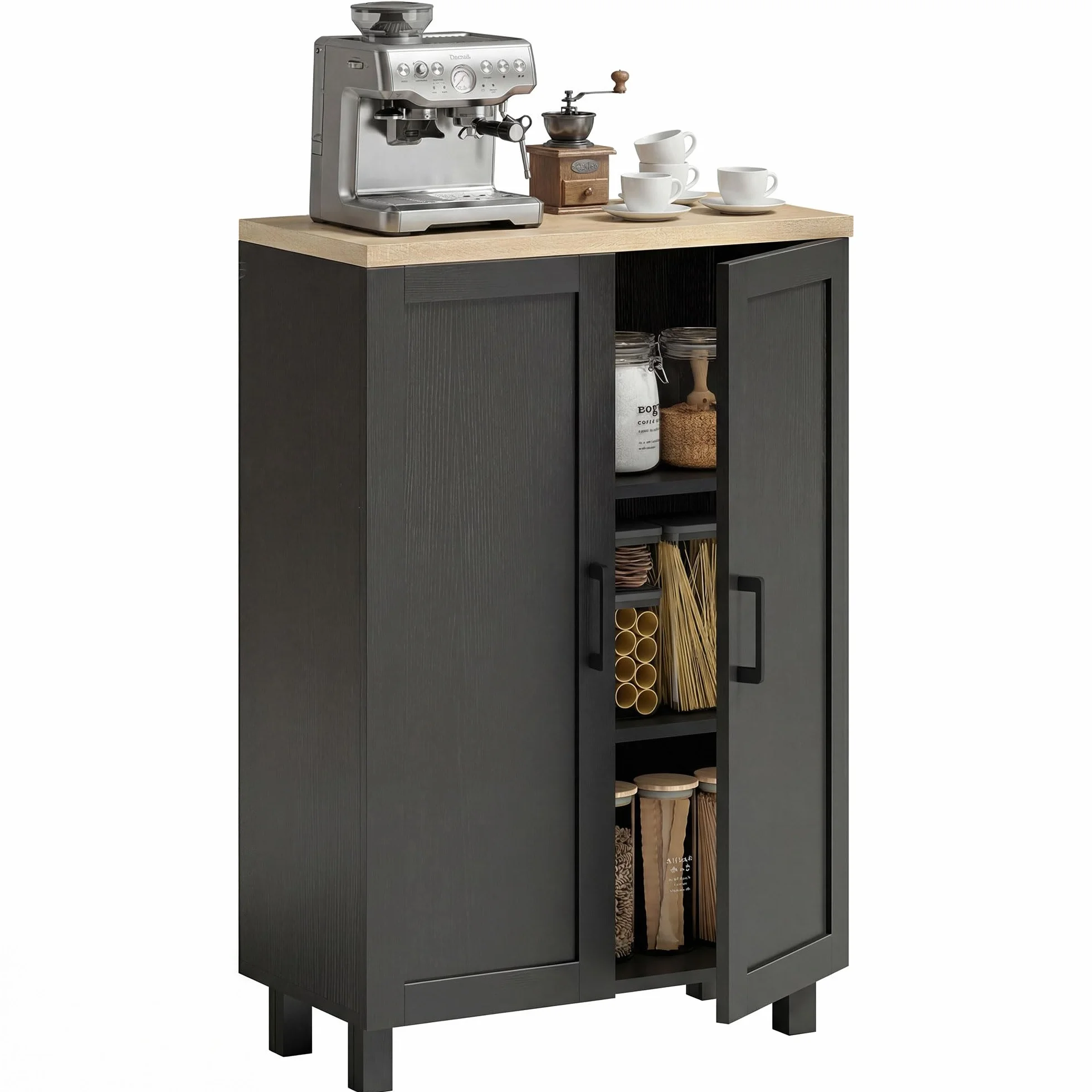 HOMCOM Aparador de 2 Puertas, Armario Estrecho con Estante Ajustable, 60x30x90 cm, Negro