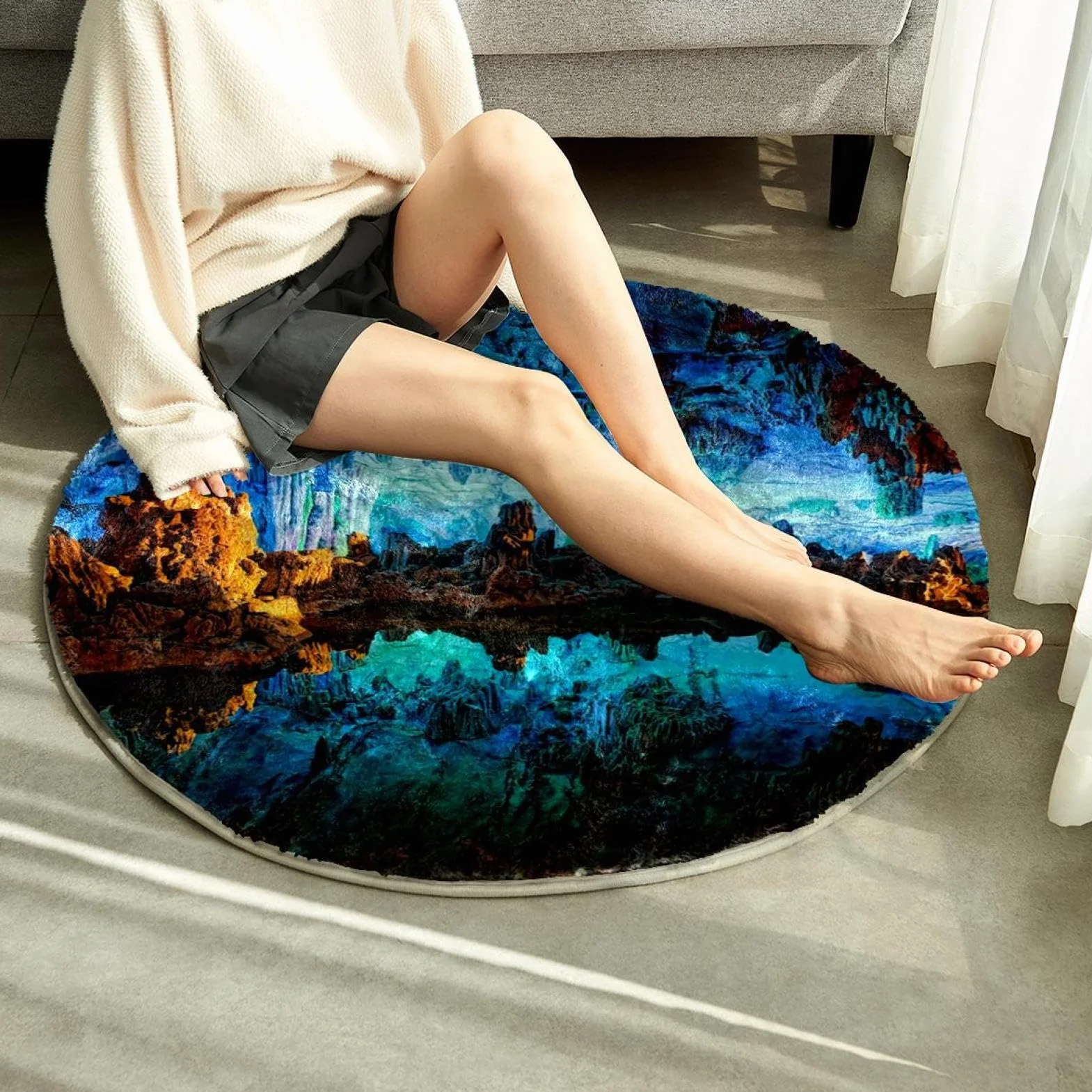 Alfombra suave y esponjosa de 80 cm para sala de estar, dormitorio, alfombra antideslizante natural, alfombra lavable para dormitorio, área de juegos, habitación de los niños, decoración