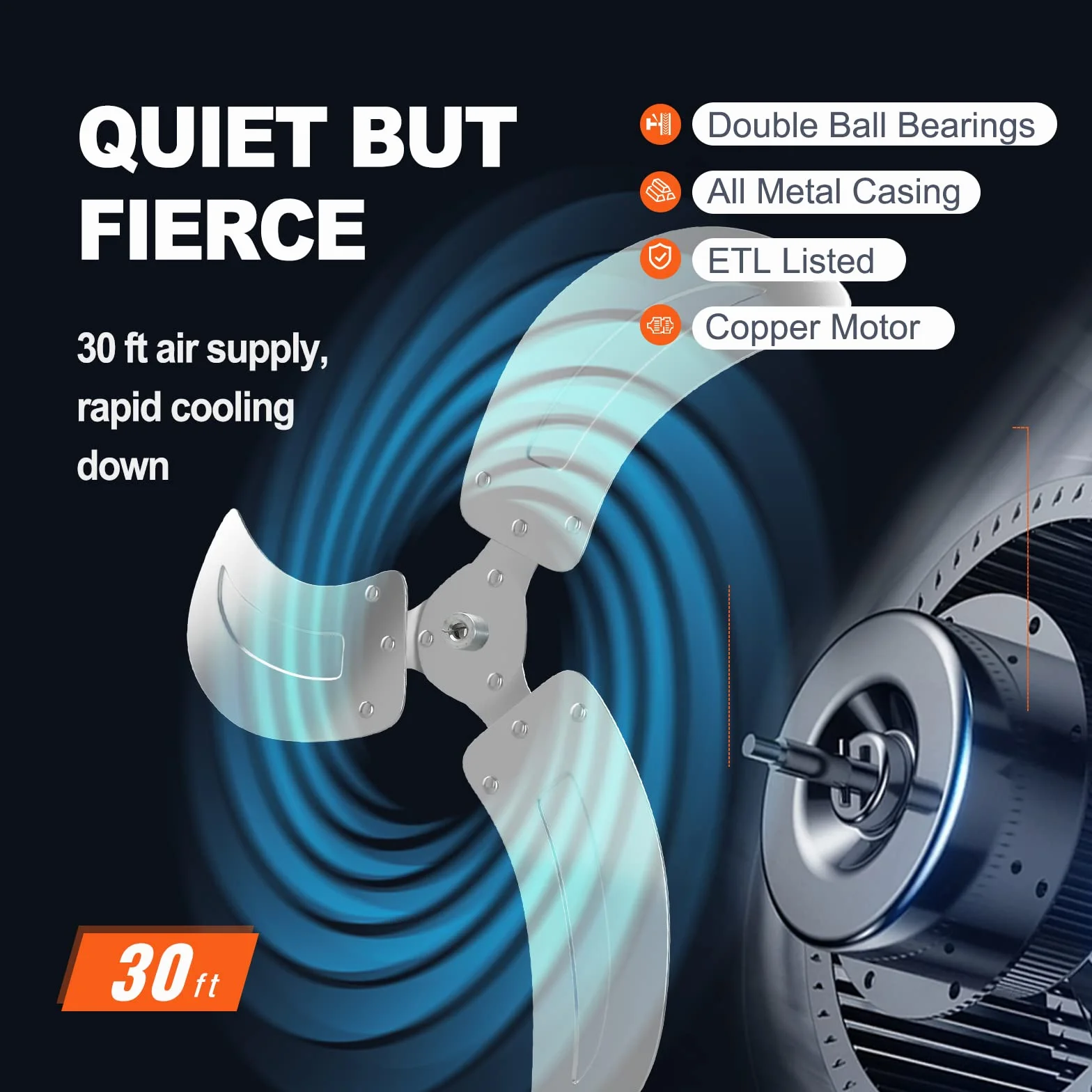VEVOR Ventilador de Montaje en Pared, 44,45 cm, 3 Velocidades de Alta Velocidad Máx. Ventilador de Pared Industrial Oscilante de 4000 CFM, Comercial o Residencial para Almacén, Invernadero, Negro