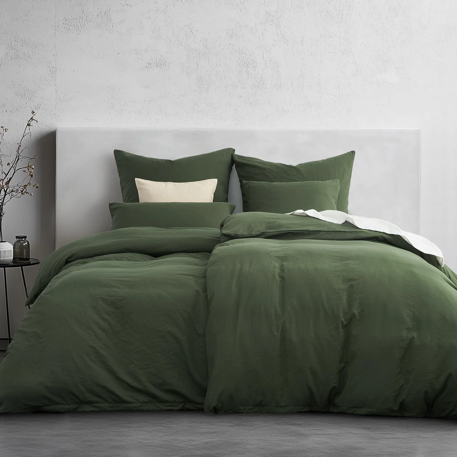 Funda Nórdica Cama 90 Verde Oliva, Microfibra Prelavada Súper Suave Tacto Algodón, Certificación Oeko-Tex, 2 Fundas 135x200 + 2 Almohadas 80x80 cm