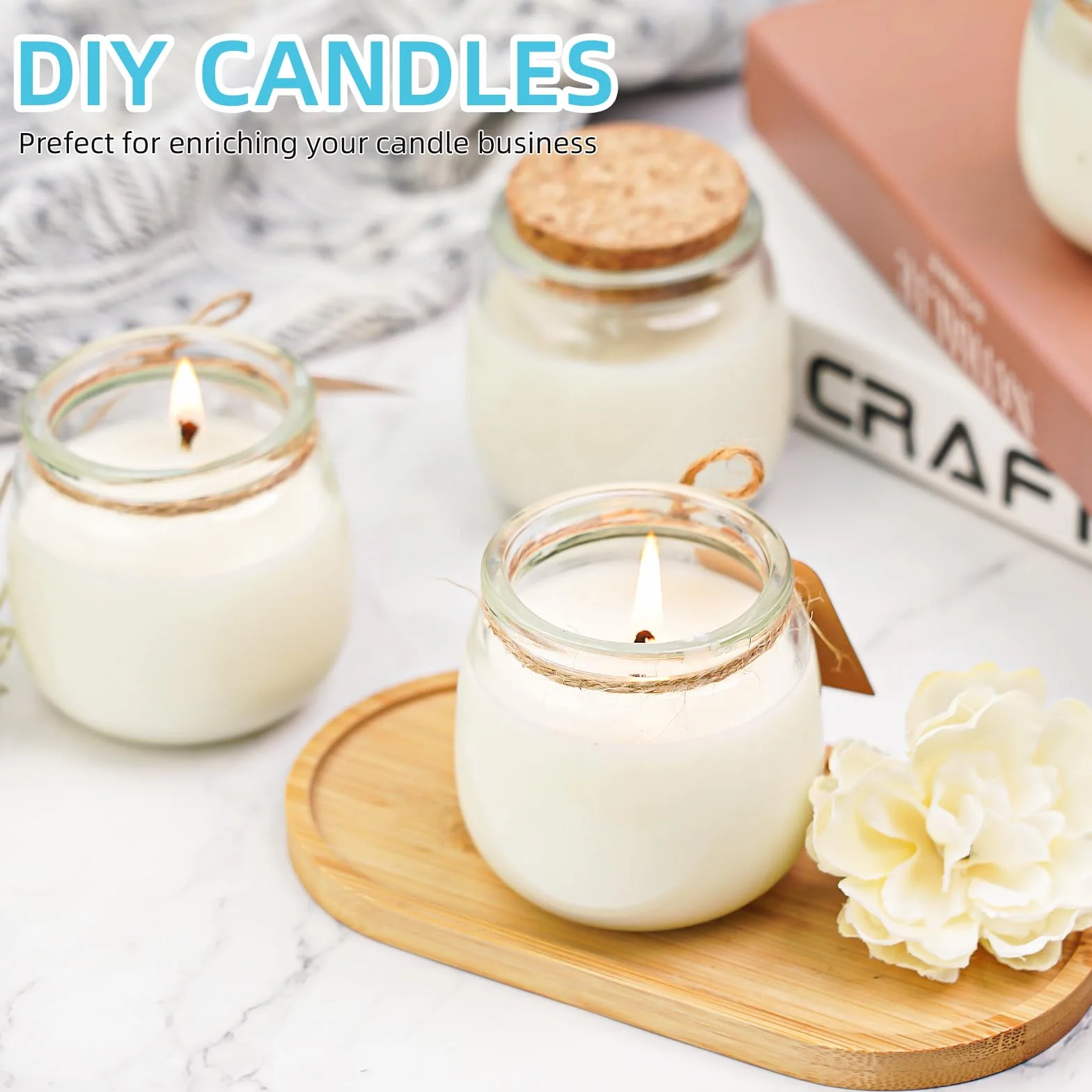 Absovetu Paquete de 40 tarros pequeños de cristal con tapa y etiquetas, 200 ml, para velas, mermeladas, avena, especias, bodas, Navidad, regalos de bricolaje