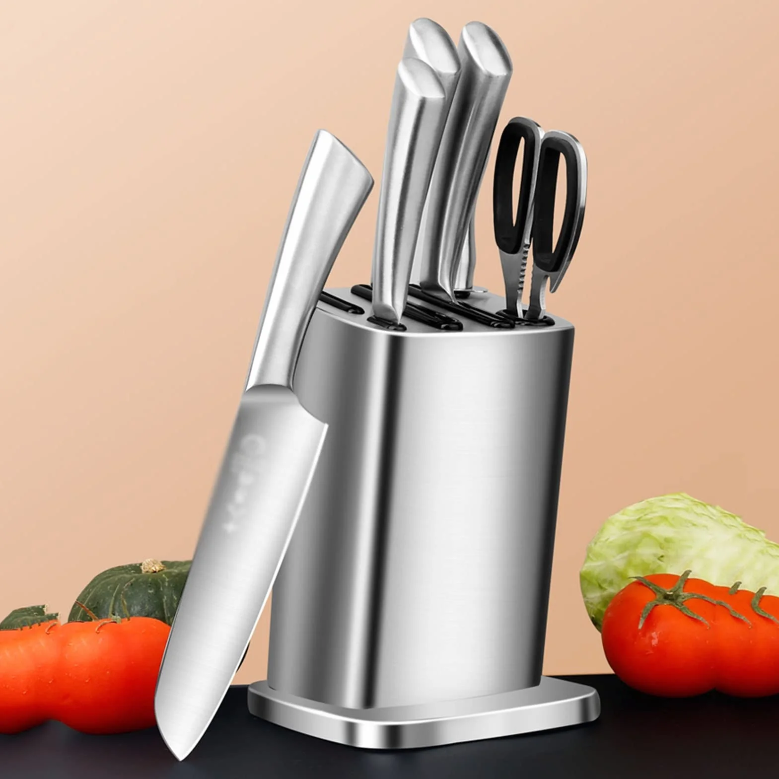 MRKU Soporte para Cuchillos de Cocina, Solo se Vende el Soporte para Cuchillos, Estante con Orificio de Drenaje, encimeras, Mantiene los Cuchillos ordenados y Afilados.