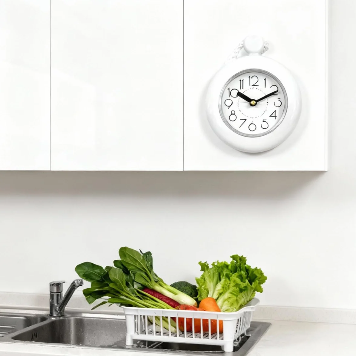 Reloj colgante digital para baño resistente al agua blanco pequeño