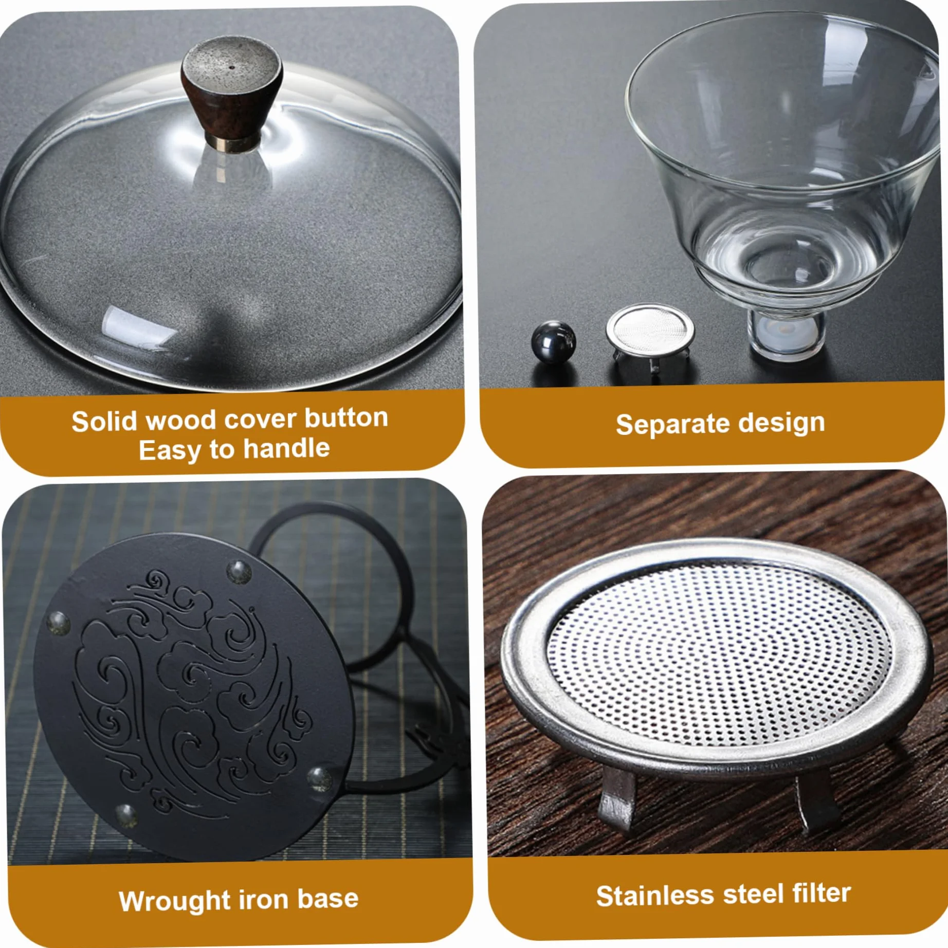 Tetera de vidrio semi automático, tetera magnética resistente al calor con filtro de acero inoxidable y mango anti-escaladrado, juego de té semiautomático de Kungfu.