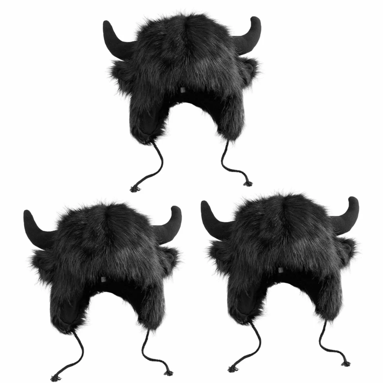 FRCOLOR sombrero de cuerno de buey para adulto vaca gorro Cuerna falso sombrero de cuerno de buey para cosplay sombrero de cuerno de buey para hombre Felpa Black