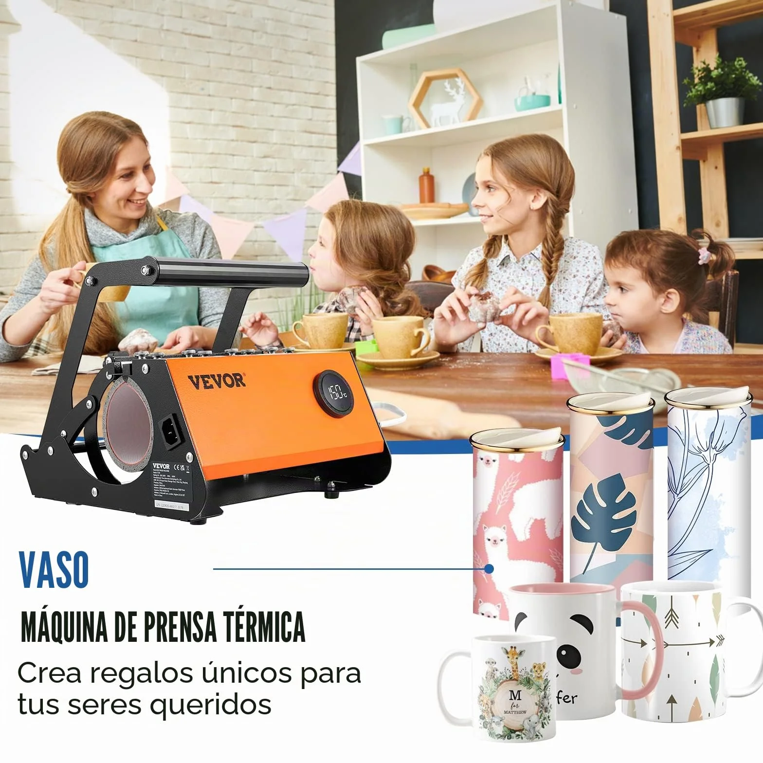 VEVOR - Prensa de calor para vasos, máquina de prensa de calor para tazas de 30 onzas, transferencia de sublimación de 11 a 15 onzas, 16 a 25 onzas, vasos rectos y delgados, prensa de calor de taza