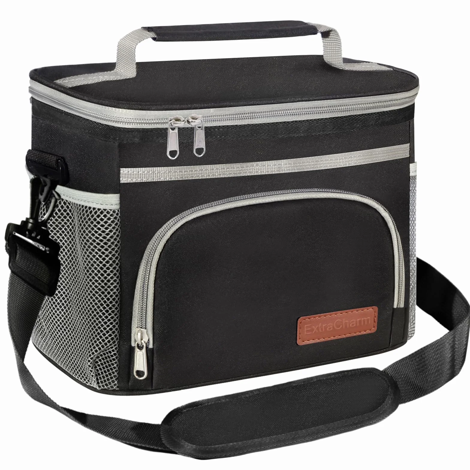 ExtraCharm Lonchera aislada para mujeres/hombres, lonchera reutilizable para oficina, picnic, senderismo, playa, bolsa organizadora a prueba de fugas con correa de hombro ajustable para adultos, color